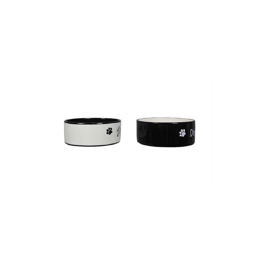 Youngs 21310 Ceramic Pet Food and Water Bowl Set - 2 Pack, Durable Non-Slip Design for Dogs and Cats - Perfect for Indoor and Outdoor Feeding