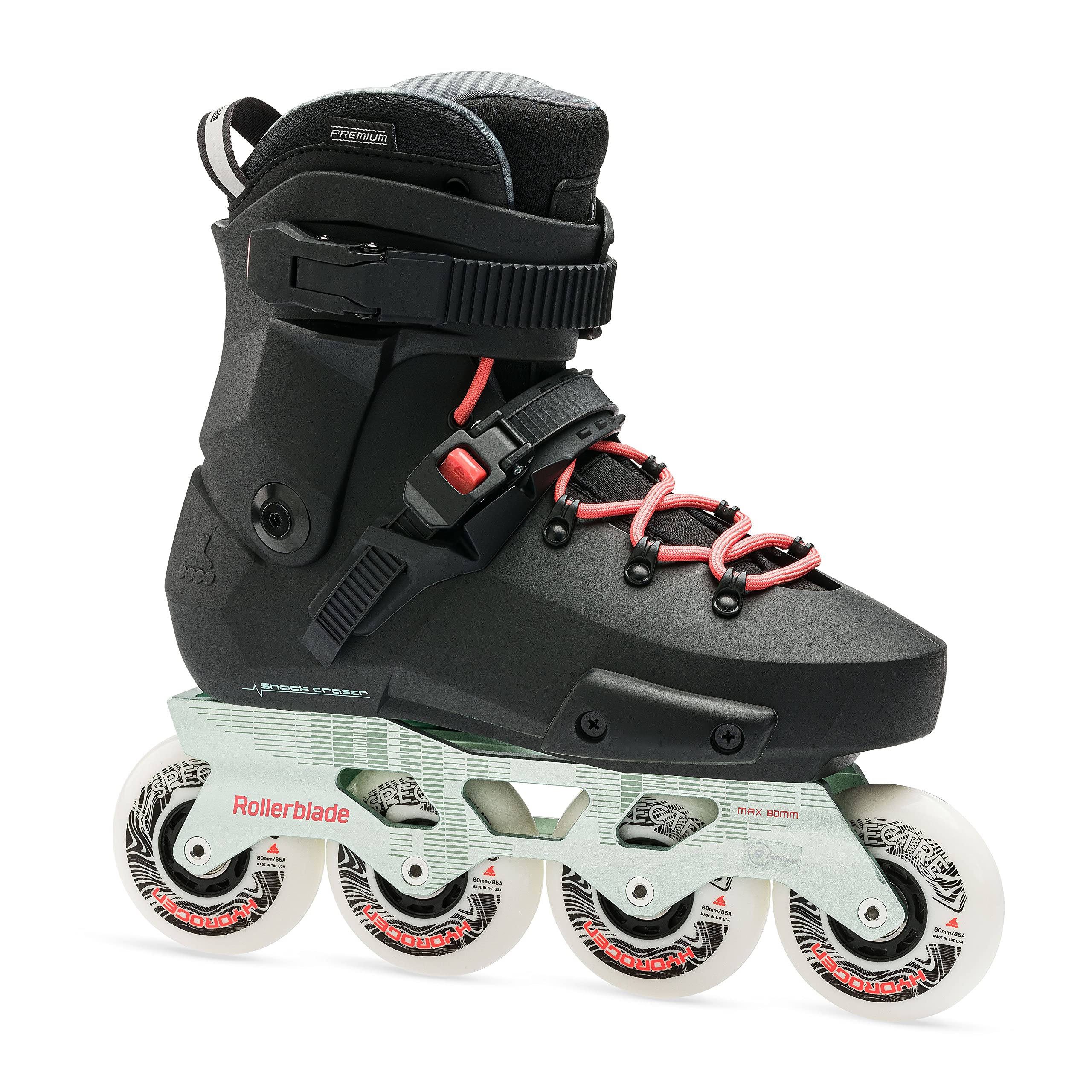 Rollerblade Twister XT Women's Adult Fitness Inline Skates - Black/Mint Urban Performance Skating Shoes for Outdoor Exercise & City Commuting