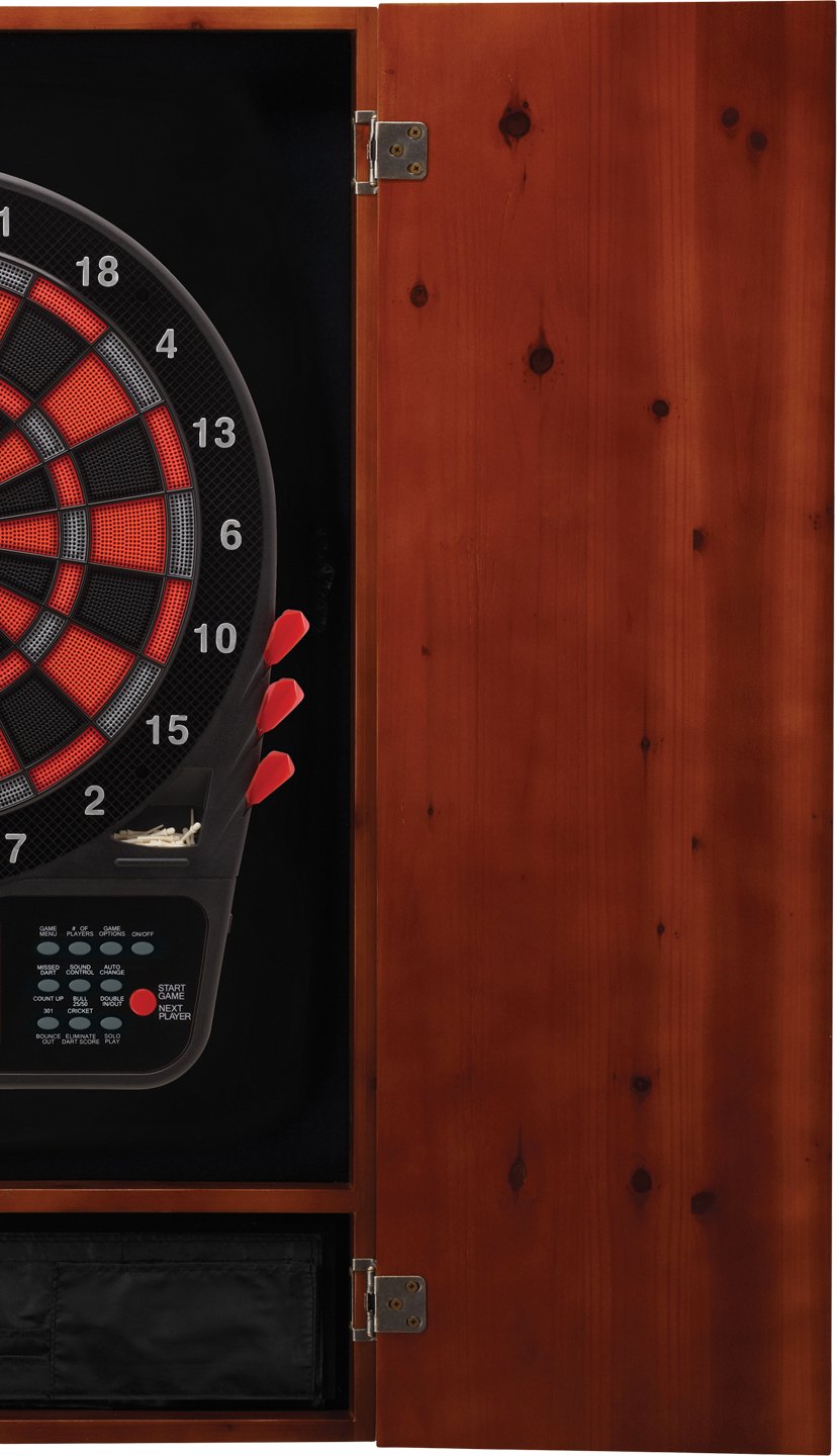 Premium Viper Metropolitan Solid Wood Dartboard Cabinet with Electronic Dartboard – Ready-to-Play Bundle Includes 2 Sets Soft-Tip Darts & Integrated Storage – Multiple Stain Options – Perfect for Game Rooms, Bars, and Home Entertainment