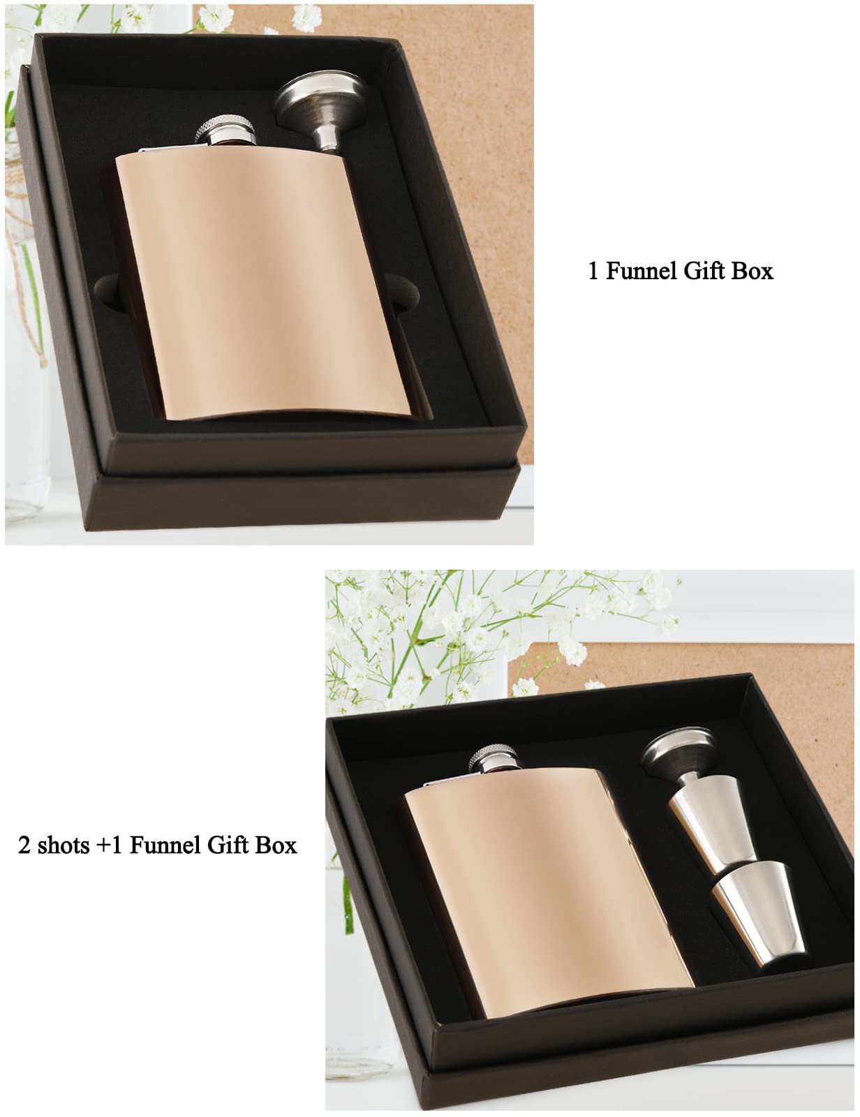 Personalized Stainless Steel Bridesmaid Flasks Set of 9 - 8oz Custom Engraved Liquor Flasks for Women - Perfect for Bachelorette Parties, Wedding Gifts, Valentine's Day & Birthday Presents (Champagne) - Great for Girls' Night Out, Bridal Showers & Special Celebrations