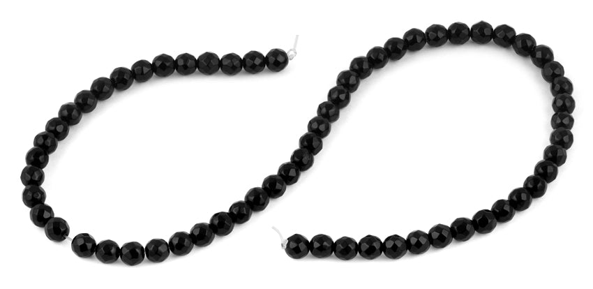6mm Black Agate Faceted Gemstone Beads for Jewelry Making - DIY Bracelet, Necklace & Craft Supplies (Pack of 50) | Healing Crystal Beads for Meditation & Spiritual Gifts