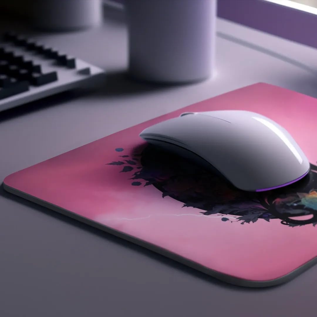 Celestial Witchy Cat Mouse Pad - Non-Slip Rubber Desk Mat for Computer, Laptop, Gaming & Office Use - Floral Black Cat Design Perfect for Cat Lovers, Home Decor & Witchy Aesthetic Workspace Accessories