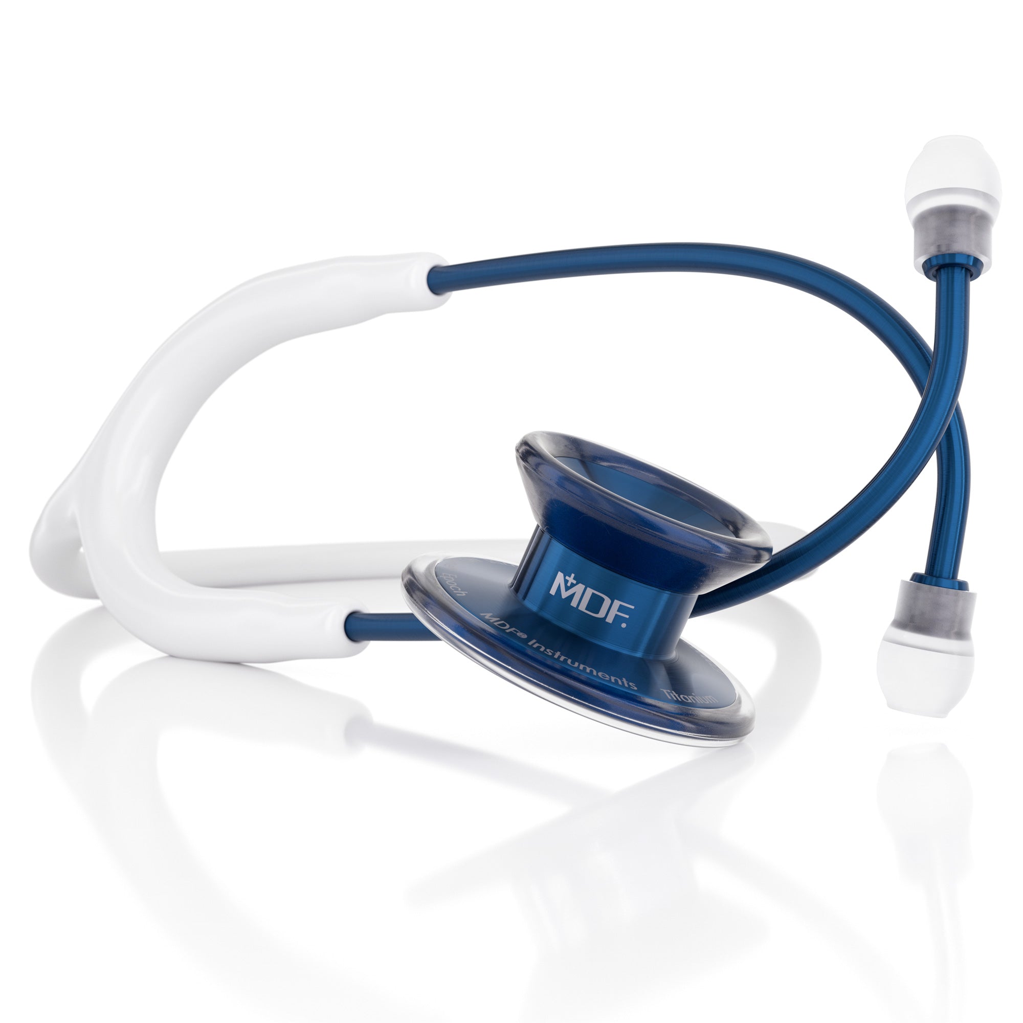 MD One® Epoch® Titanium Adult Stethoscope - Premium White/Capridium Finish for Medical Professionals - Ideal for Doctors, Nurses & Healthcare Workers in Hospitals & Clinics