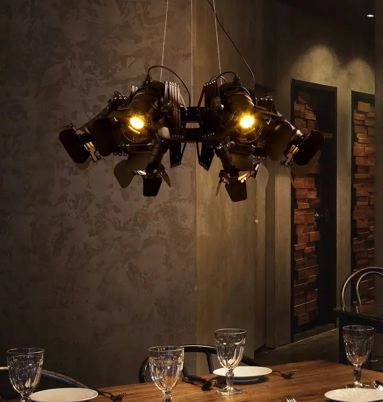 Lustra Black Industrial Chandelier - Modern Farmhouse Ceiling Light Fixture for Dining Room, Living Room & Bedroom | Rustic Vintage Edison Bulb Pendant Lighting