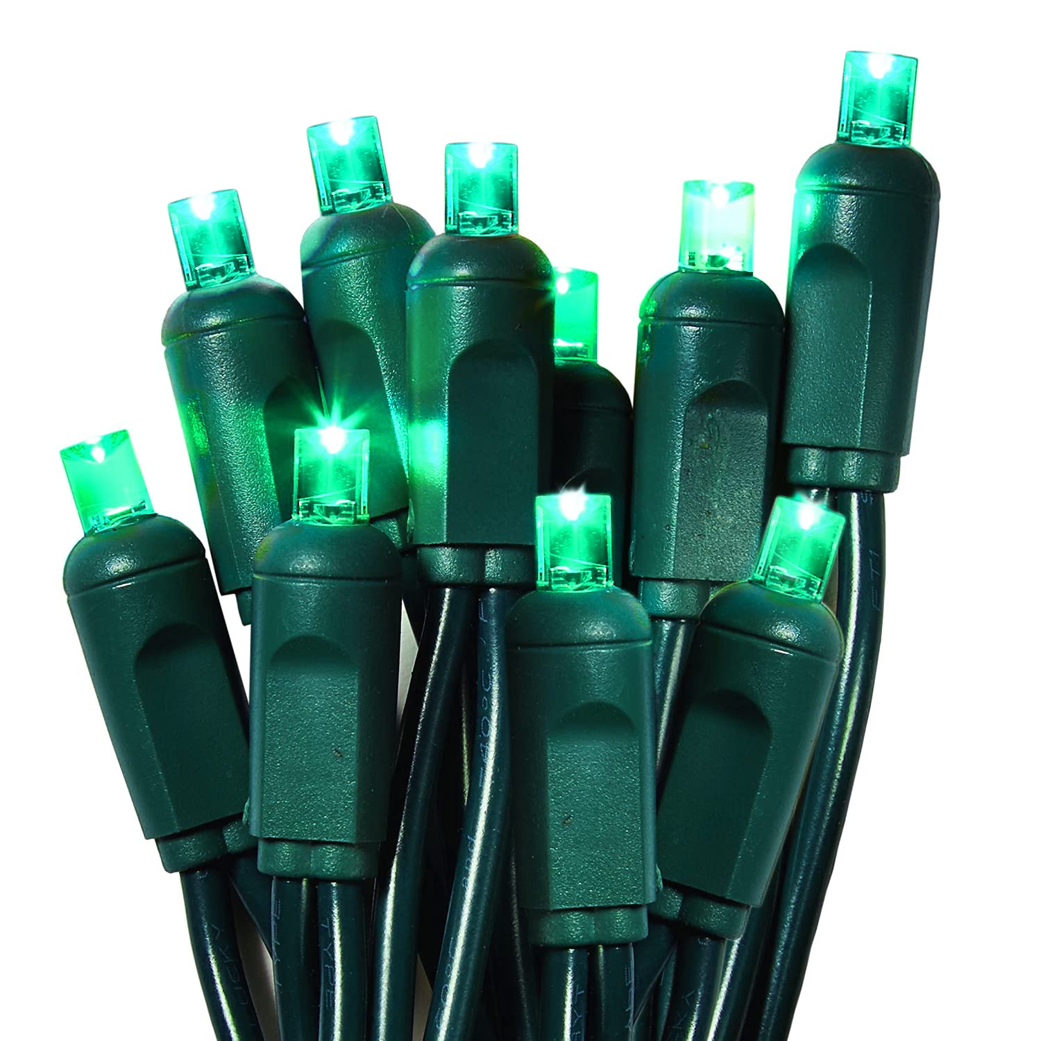 50 LED Green Christmas Lights 17ft - Waterproof IP64, 5MM Wide Angle Conical Fairy String Lights with Plugin - Perfect for Indoor/Outdoor Xmas Tree, Wedding, Halloween, Party & Home Decoration