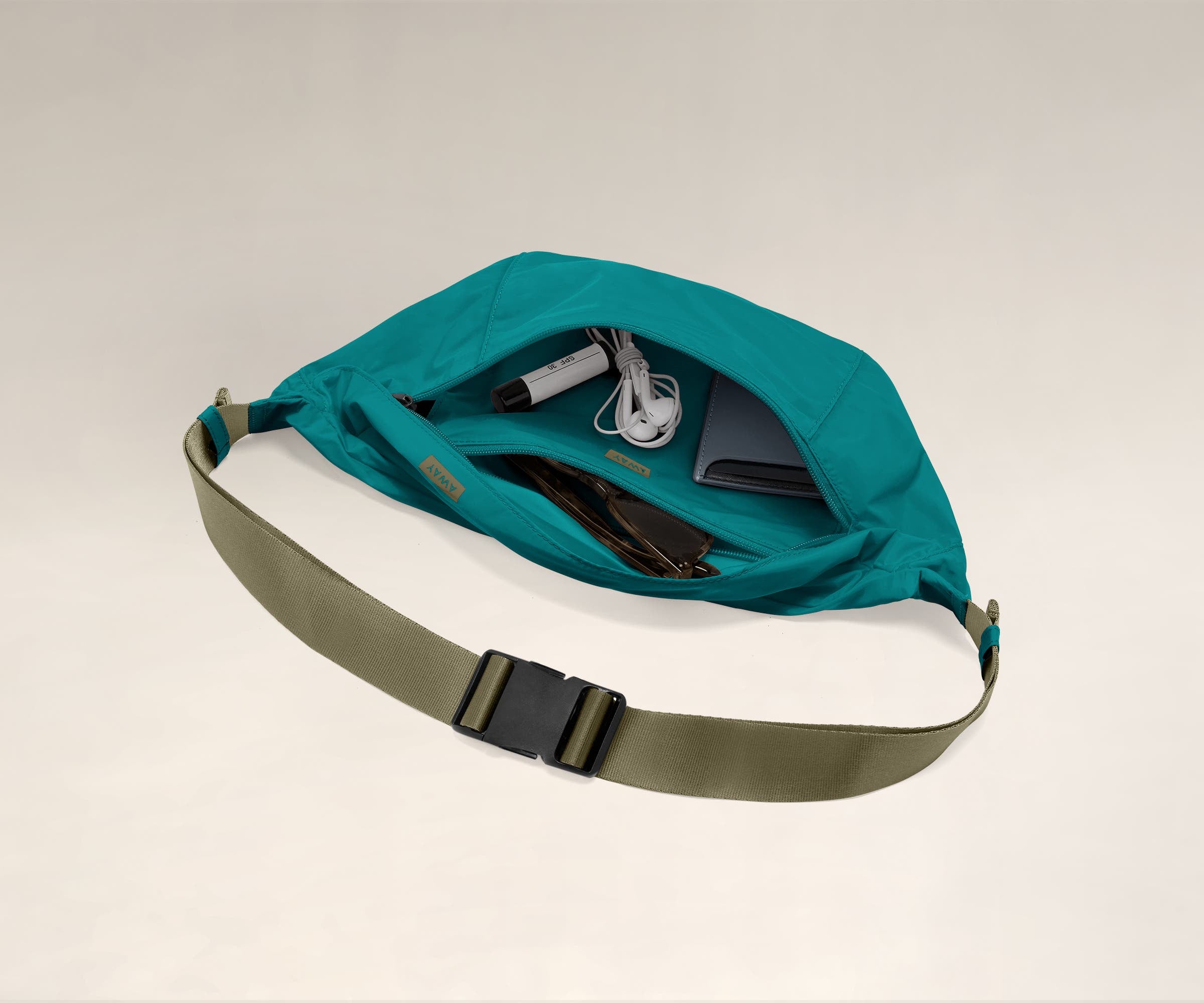 Lightweight Packable Sling Bag for Men & Women - Waterproof Travel Crossbody Bag in Teal Blue - Perfect for Hiking, Gym, Work & Everyday Use