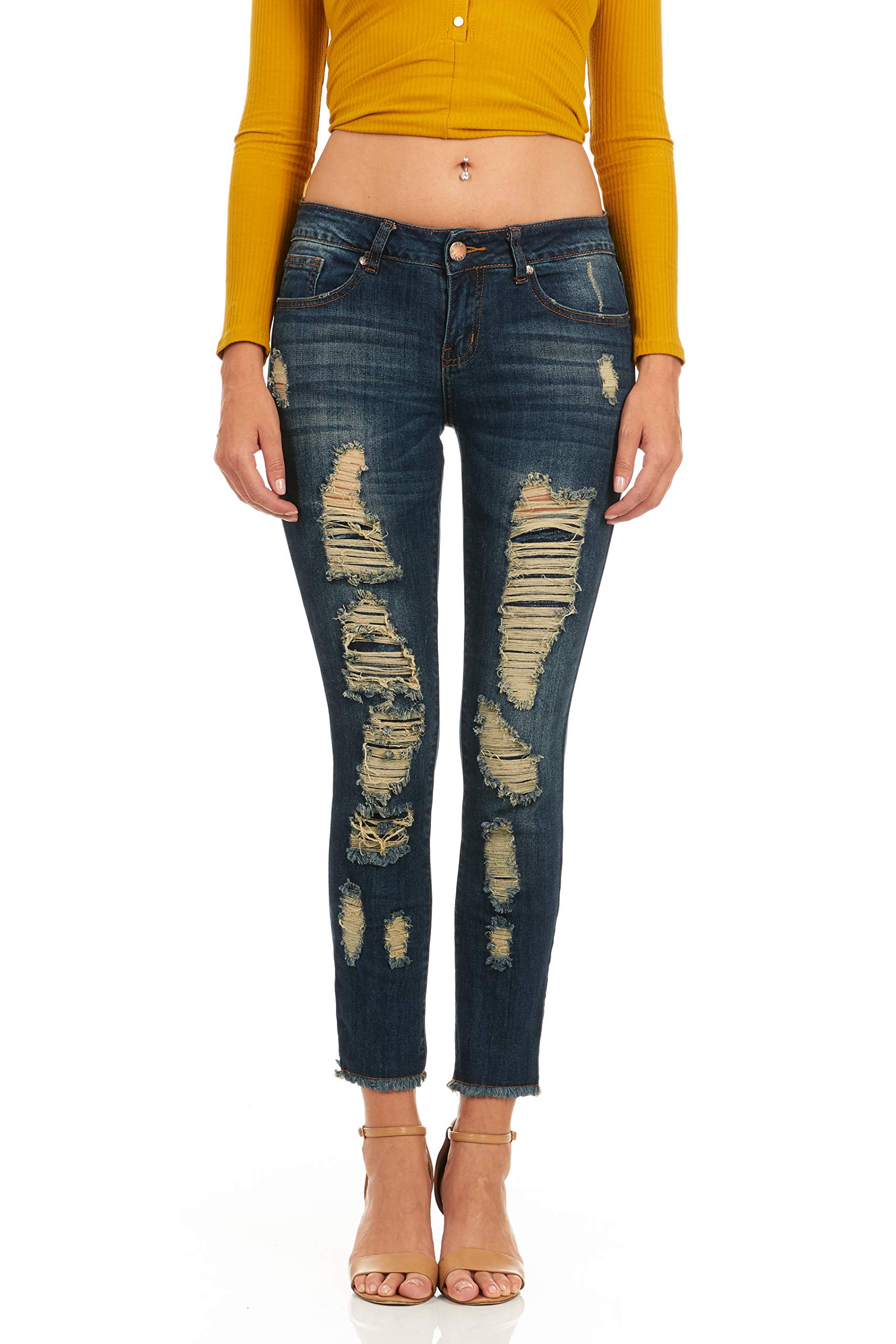 CoverGirl Women's Distressed Ripped Skinny Jeans - Trendy High Waist Stretch Denim Pants for Casual Outfits & Night Out | Perfect for Date Night, Shopping & Street Style Fashion