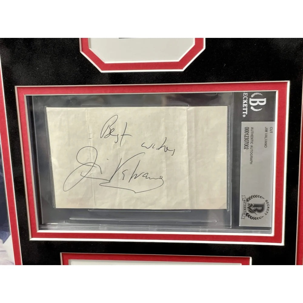 Jim Valvano Autographed Framed Collage with ESPY Speech - Signed Cut Signature & BAS COA - Perfect for Sports Memorabilia Collectors, Man Cave Decor, and Inspirational Gifts