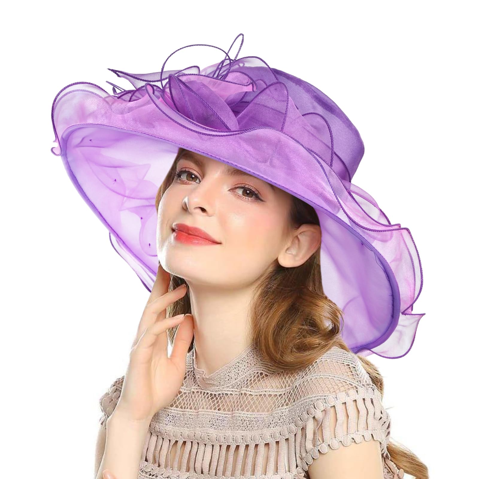 2025 Kentucky Derby Hats for Women - Elegant Organza Fascinator with UV Protection for Church, Tea Party & Wedding | Sun Hat for Outdoor Events & Garden Parties