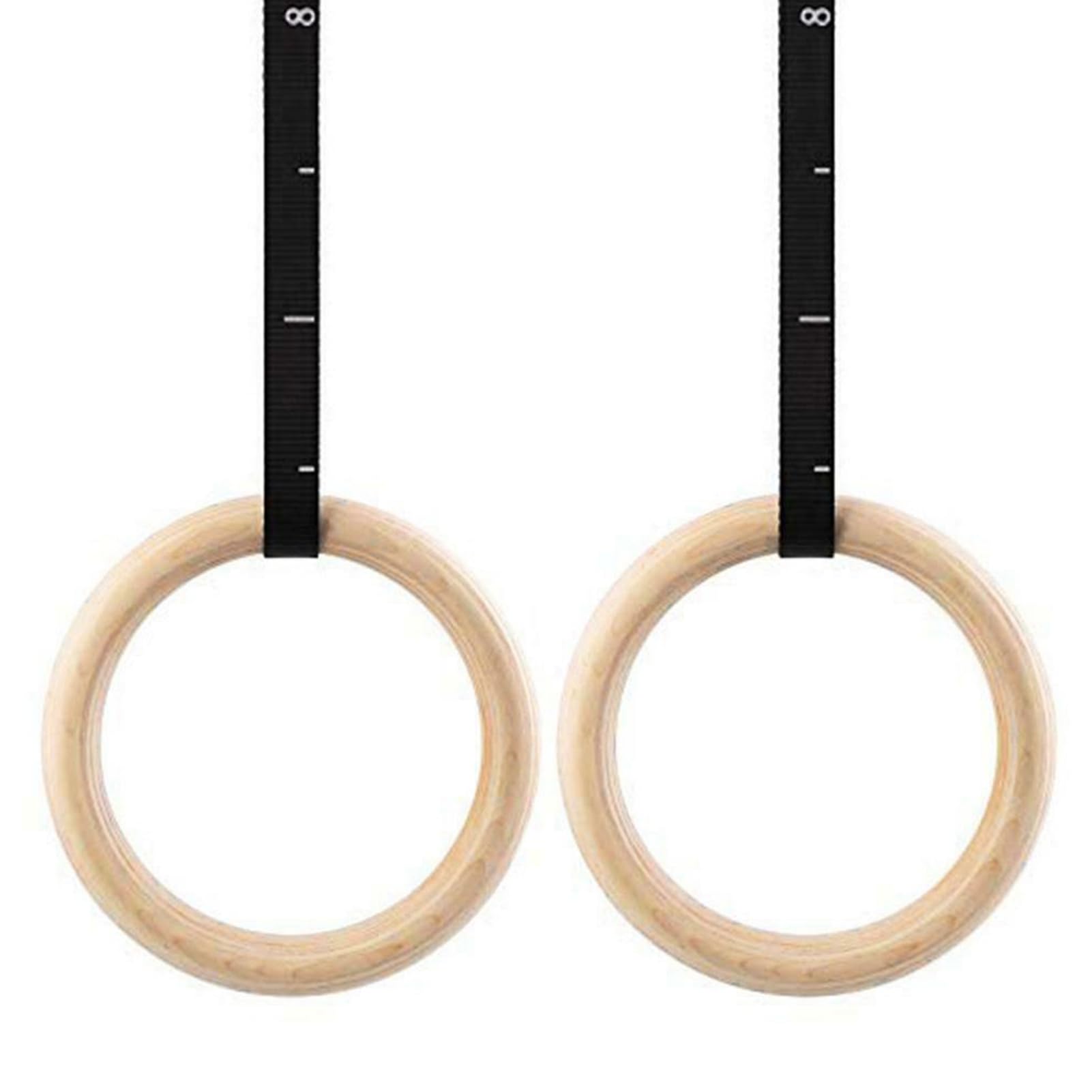 Wooden Gymnastic Rings - Pull Up Trainer for Indoor Workout & Fitness
