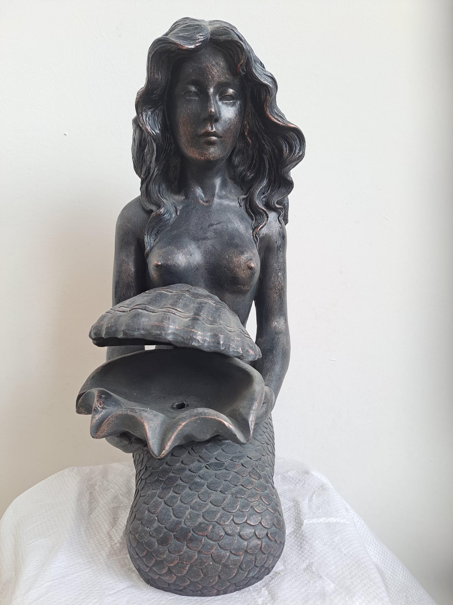 Michelle Mermaid Water Feature - Polyresin Pond Spitter Fountain Sculpture for Water Gardens, Koi Ponds, Patios & Pool Decor | Outdoor Waterfall Decor & Backyard Landscape Centerpiece