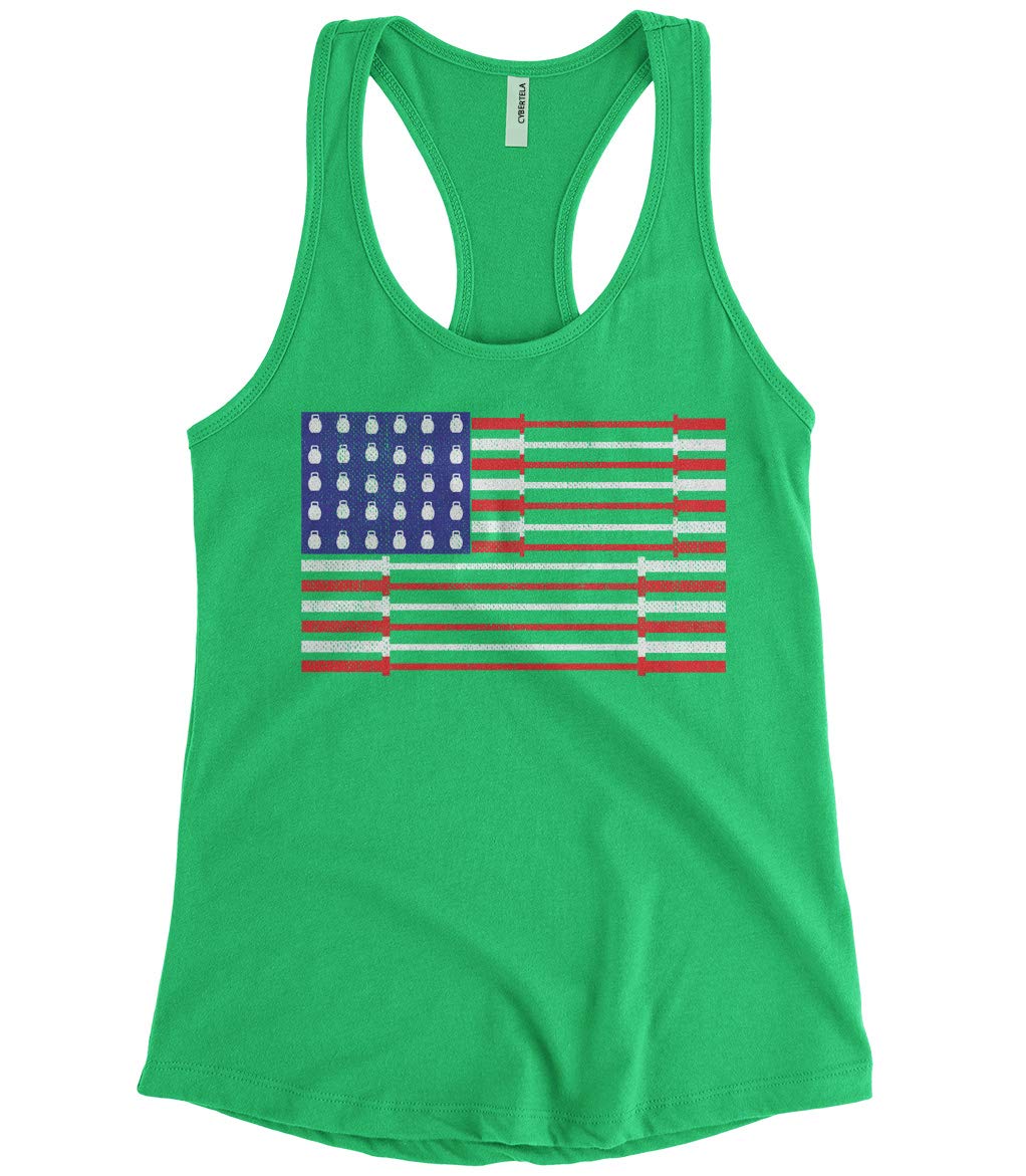 Women's American Flag Dumbbell Workout Tank Top - Gym Fitness Racerback for Cross Training & Weightlifting | Perfect for 4th of July, Independence Day & Patriotic Workouts