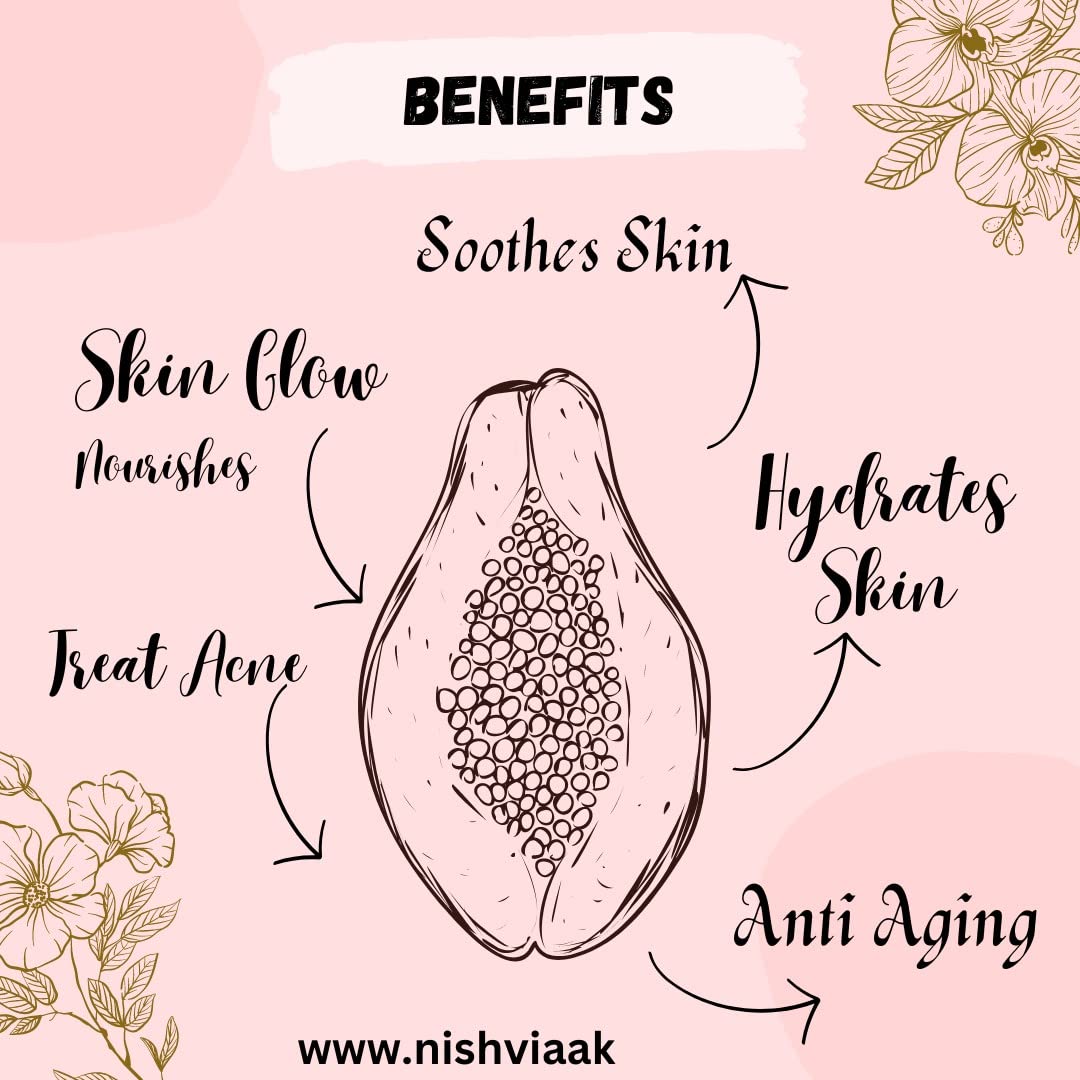 Nishviaak™ Natural Papaya Gel for Skin Brightening & Acne Treatment - Best for Face, Body & Hair Care - Hydrating & Exfoliating Gel for Glowing Skin