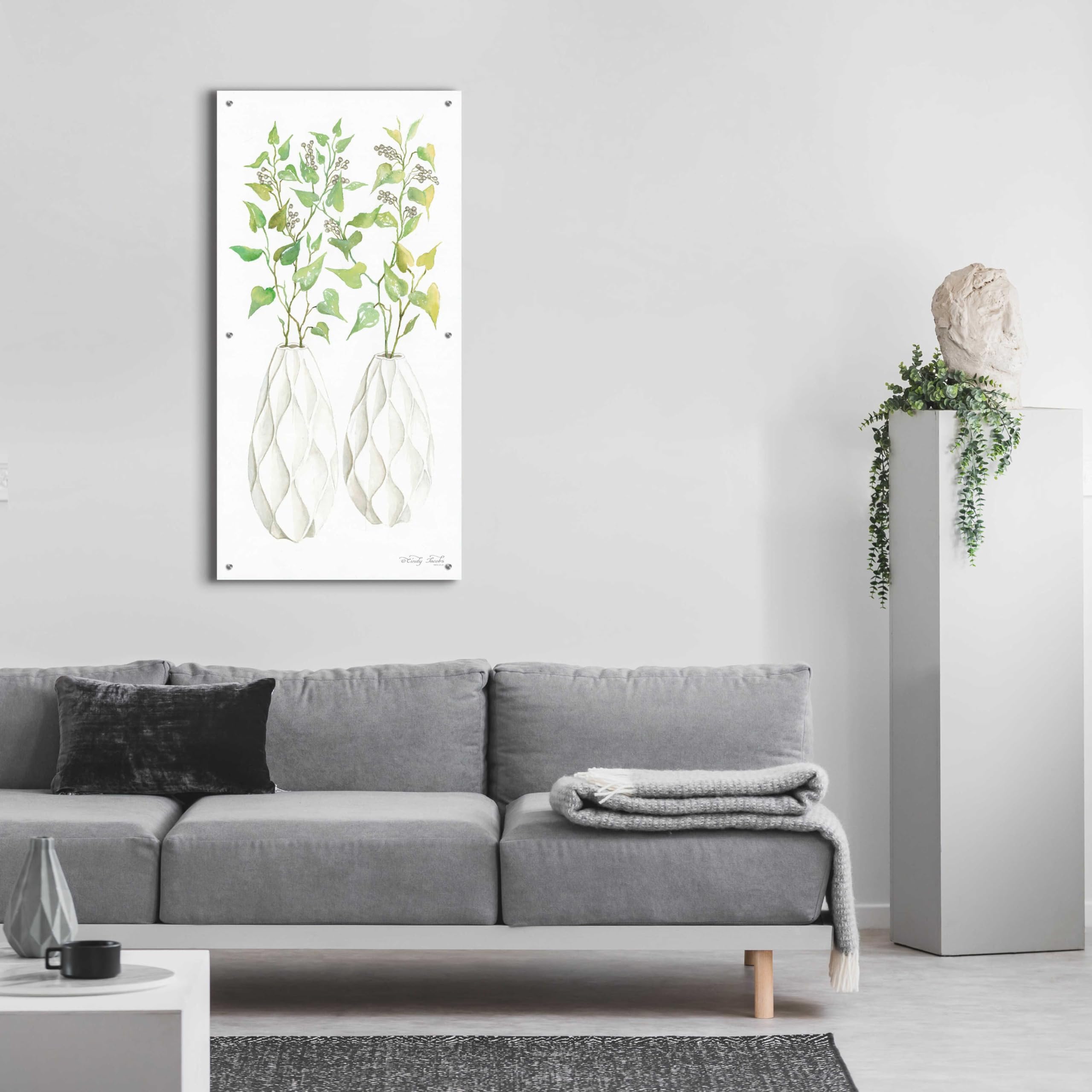 Geometric Vase II Acrylic Glass Wall Art by Cindy Jacobs - 24x48 Inches Modern Home Decor for Living Room, Bedroom & Office