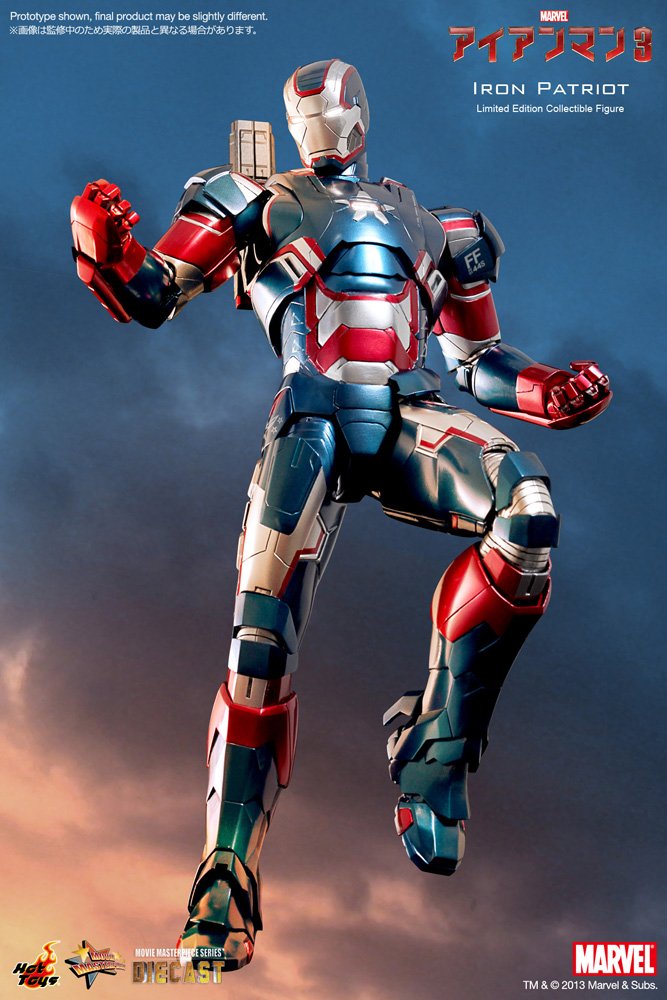 Iron Patriot Iron Man 3 Movie Masterpiece 1/6 Scale Hot Toys Collectible Action Figure - Perfect for Marvel Fans, Display & Collectors