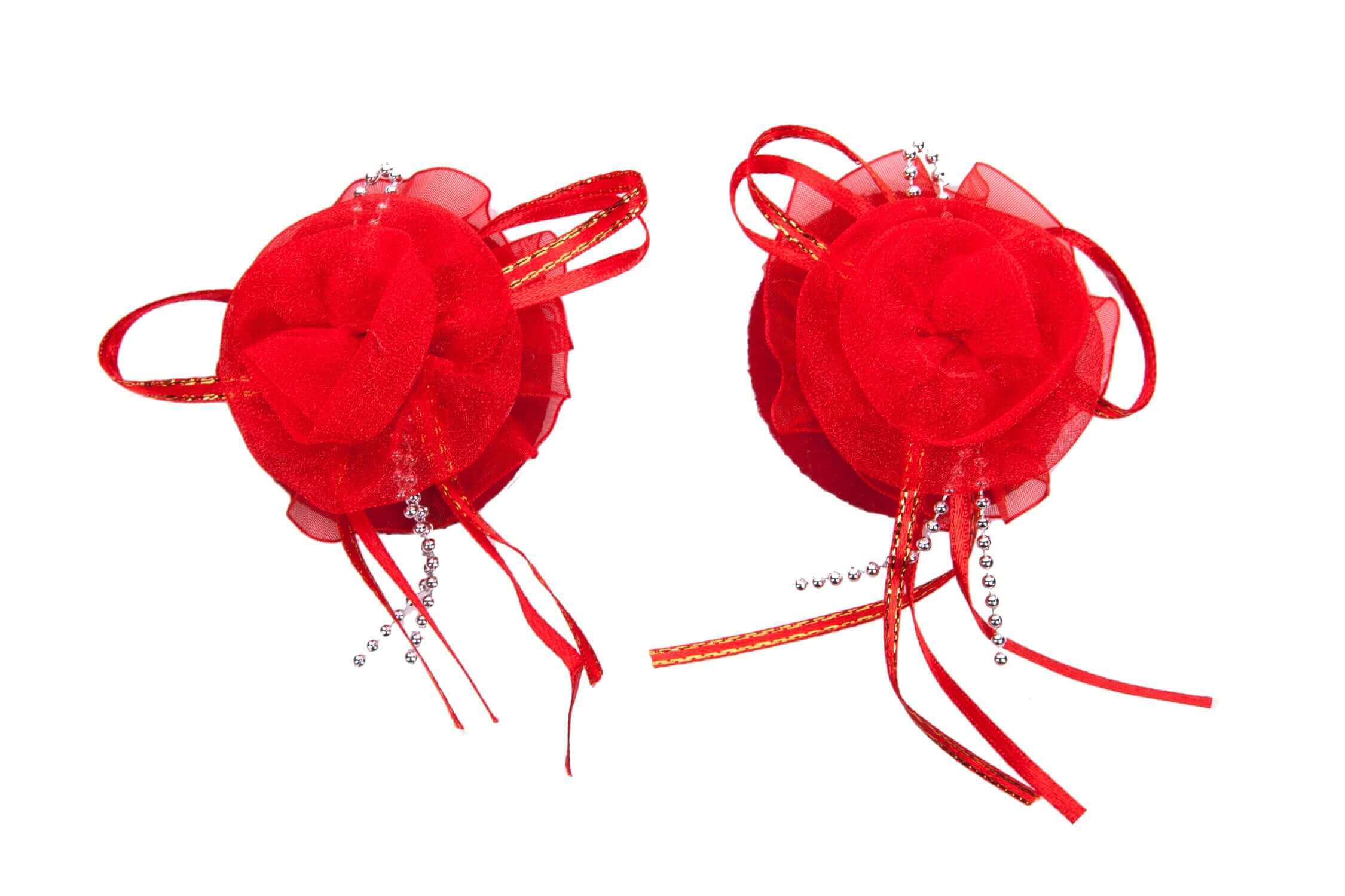 Red Organza Flower Nipple Pasties - Elegant & Sensual Pasties for Burlesque, Bachelorette Parties & Lingerie Accessories