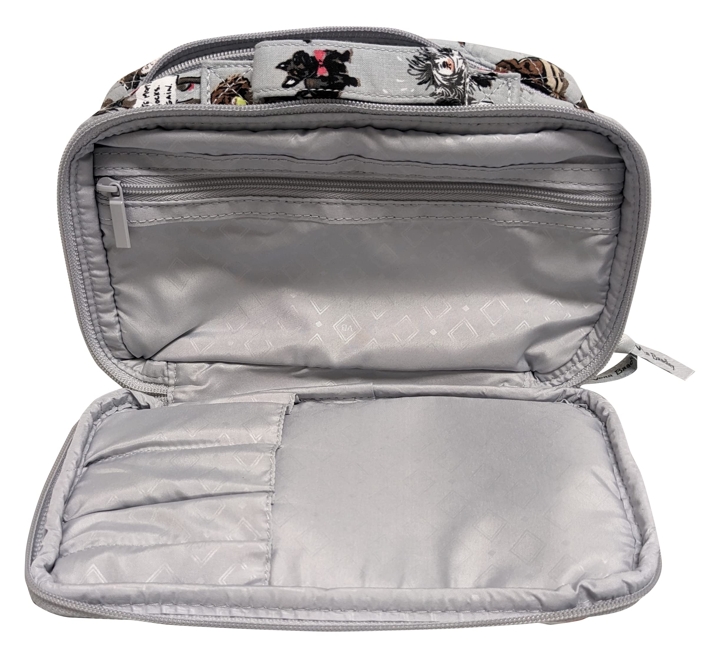 Vera Bradley Medium Iconic Blush & Brush Makeup Case (Dog Show Print) - Stylish Cosmetic Organizer for Travel, Gym & Everyday Use