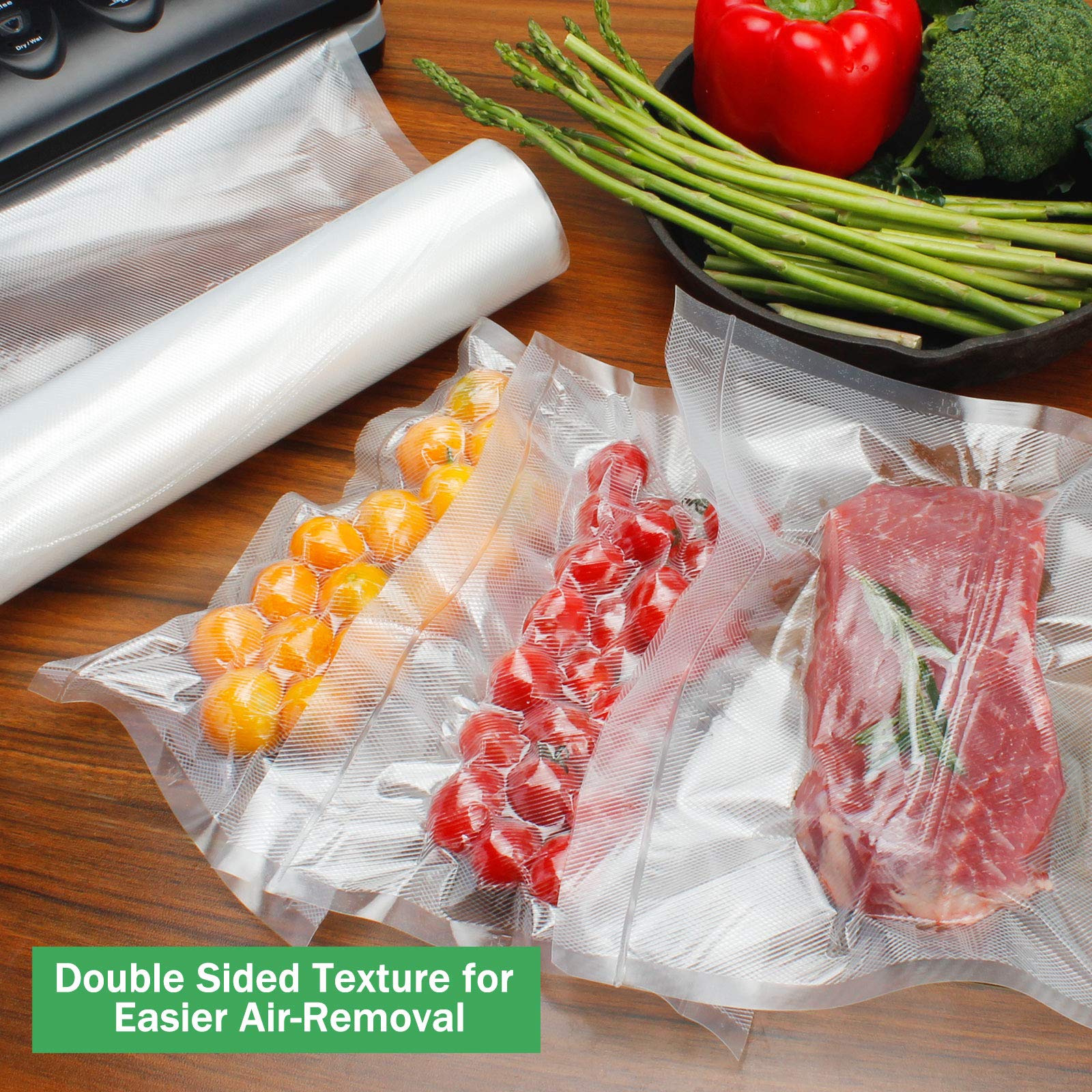 Commercial Grade Vacuum Sealer Bags Rolls (2-Pack) - 8” x 50’ Heavy Duty Embossed Food Storage Bags for Freezer, Sous Vide Cooking & Meal Prep (100 Feet Total) | Perfect for Long-Term Food Preservation & Kitchen Organization