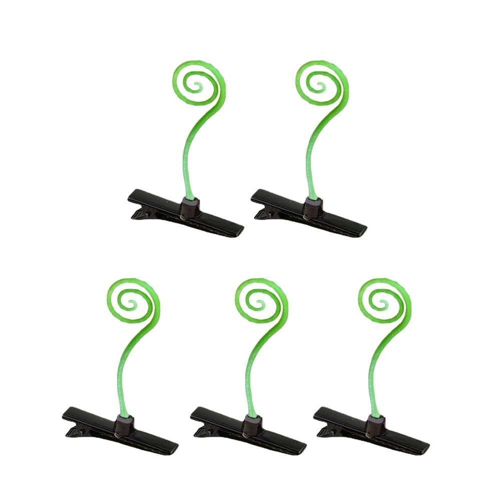 5Pcs Korean Cute Green Grass Hair Clips for Girls - Kids Floral Hairpins for School & Party