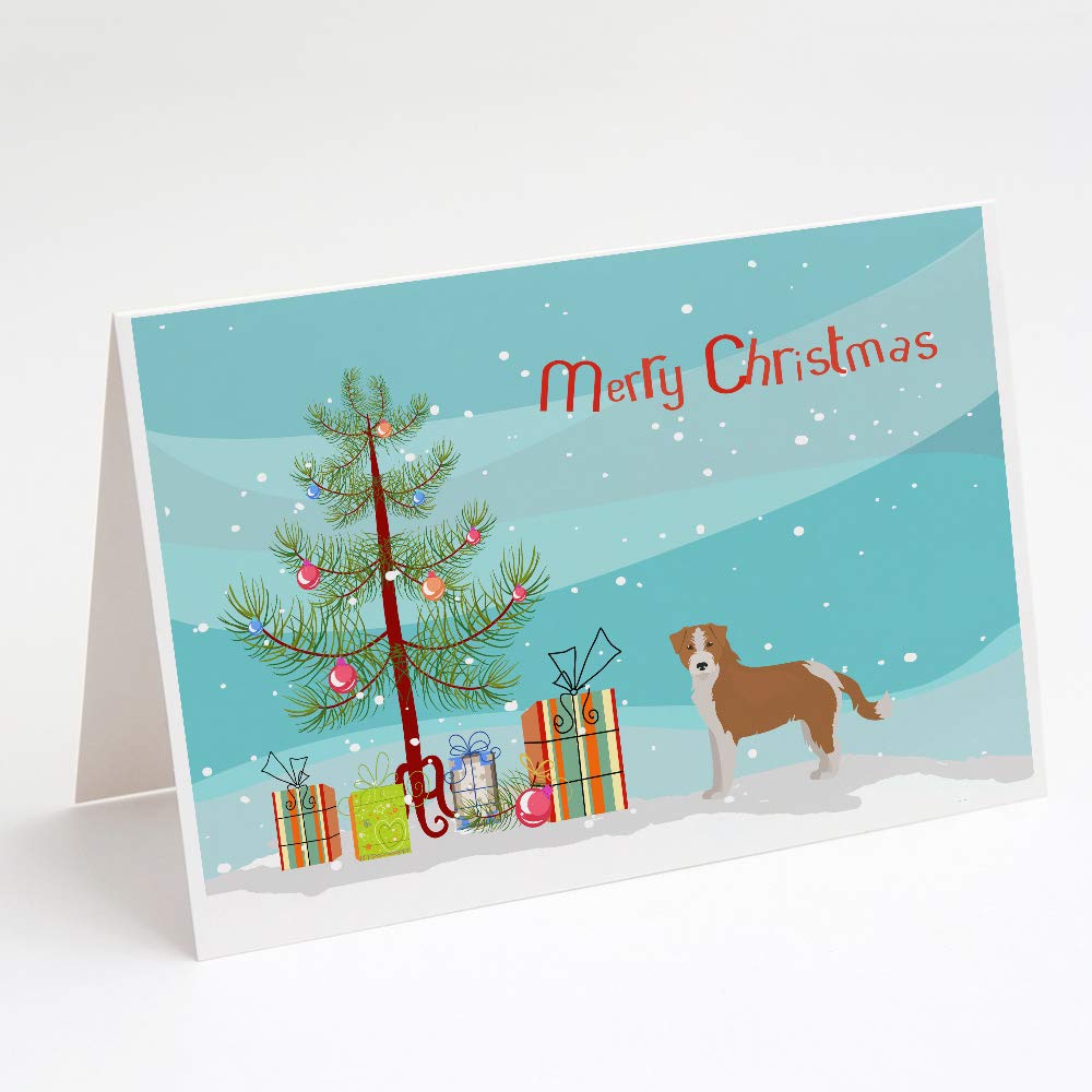 Kromfohrlander Christmas Tree Blank Greeting Cards - Pack of 8 A7 Size 5x7 Note Cards with Envelopes | Whimsical Holiday Cards for Christmas Wishes, Party Invitations & Festive Correspondence