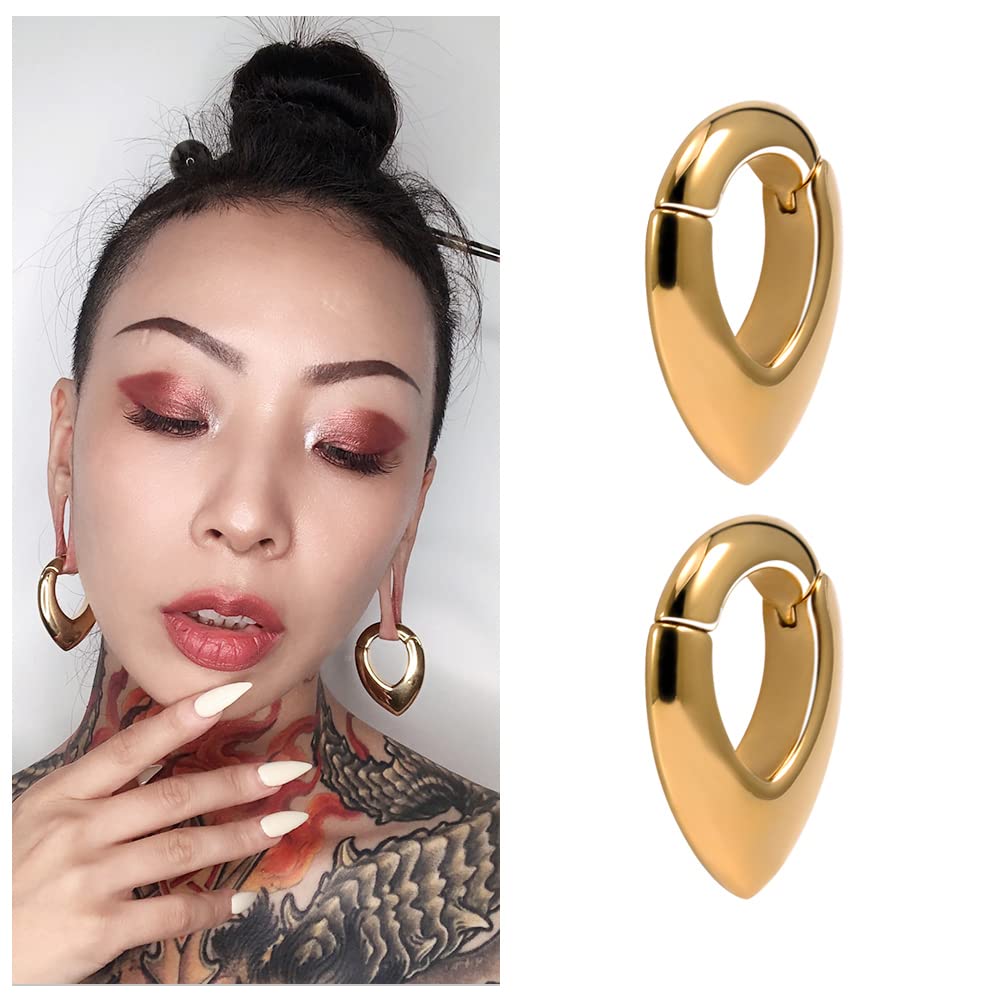 ERKUOO 2PC Stainless Steel Ear Gauges & Tunnels - 2g to 0g (6mm-8mm) - Body Jewelry for Ear Stretching, Plugs, Weights & Dangle Earrings - Perfect for Piercing Enthusiasts & Alternative Fashion Lovers
