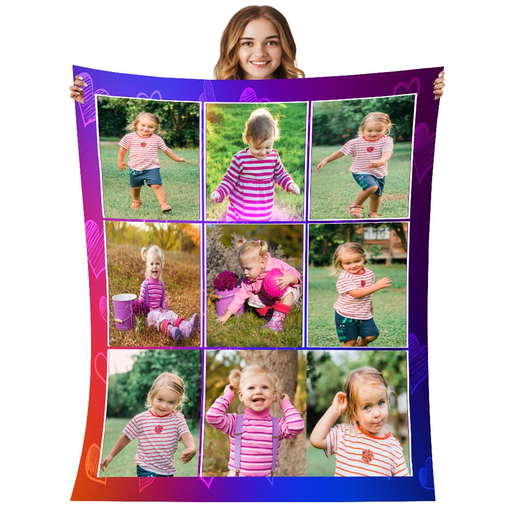 Personalized Photo Blanket - Custom Flannel Blanket with Picture & Text for Family, Couples, Kids | Perfect Gift for Birthday, Wedding, Anniversary | Great for Home Decor, Couch, Bed & Travel