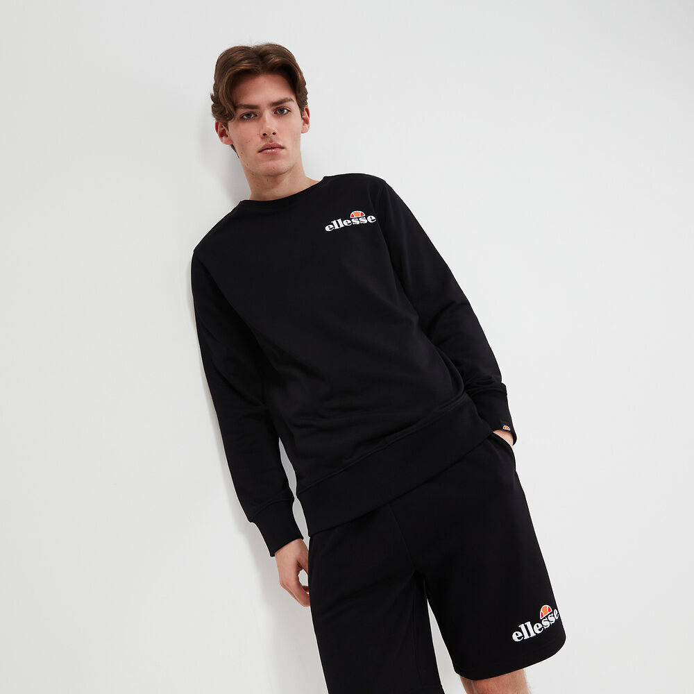 Ellesse Men's Fierro Black Sweatshirt - Comfortable Casual Pullover Hoodie for Gym, Streetwear & Everyday Wear