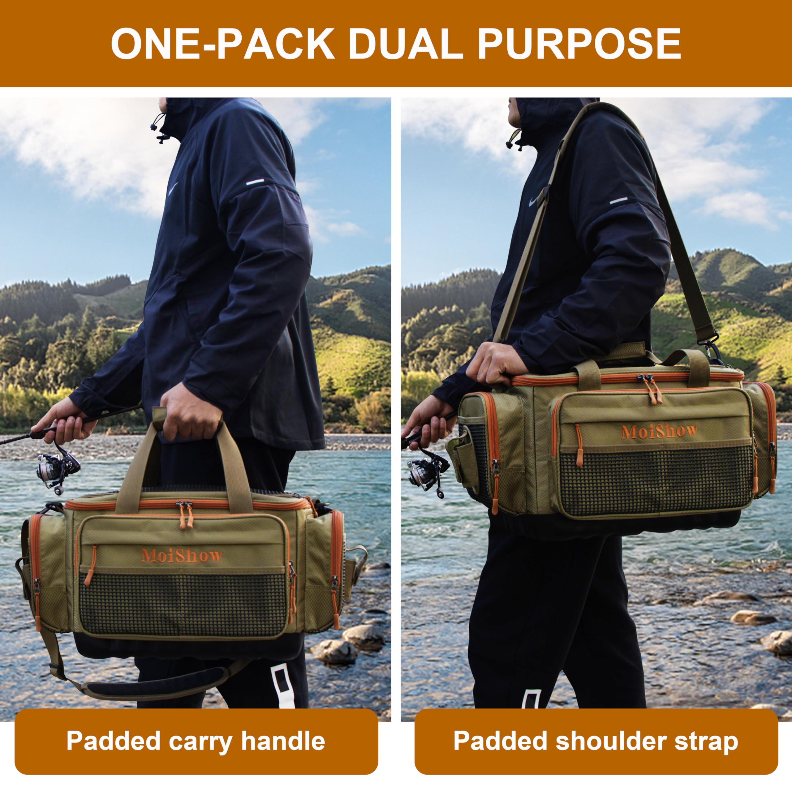 **Waterproof Fishing Tackle Box Bag - Durable Saltwater & Freshwater Fishing Gear Organizer with Padded Shoulder Strap - Fits 3600 & 3700 Tackle Boxes - Perfect for Shore, Boat & Kayak Fishing**