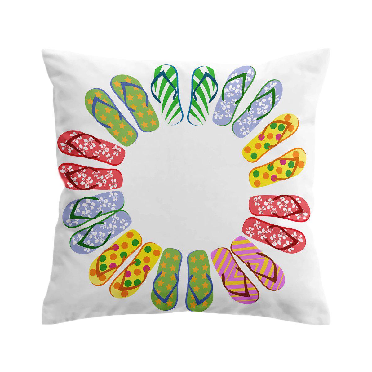 Comfortable Flip Flops Lifebelt Pillow Cover - Soft & Stylish Home Decor for Beach House, Poolside Lounge, or Summer Themed Bedroom