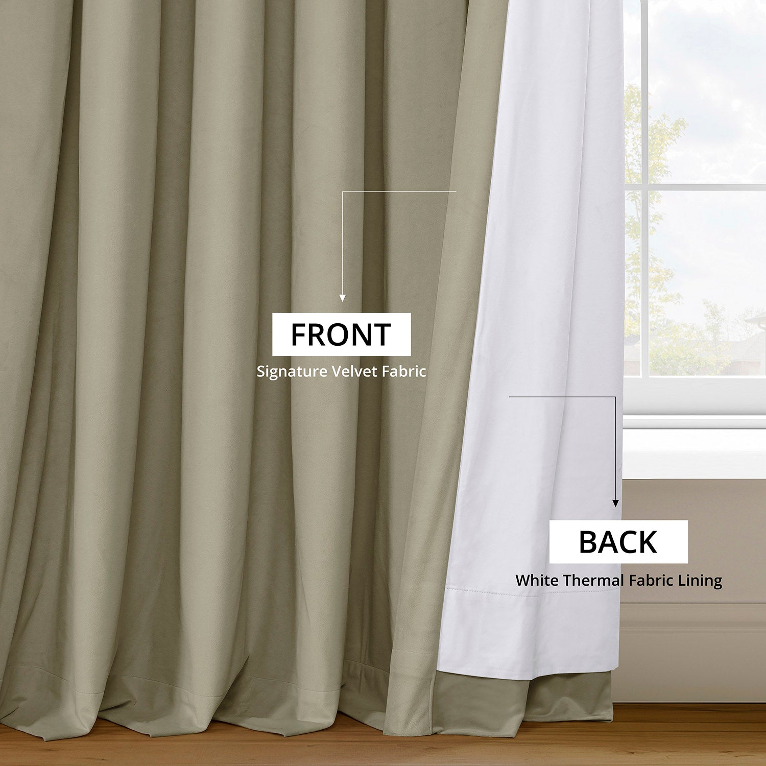 Luxury Beige Blackout Curtains for Bedroom - Thermal Insulated Velvet Drapes with Noise Reduction, Perfect for Home Theater & Nursery Room