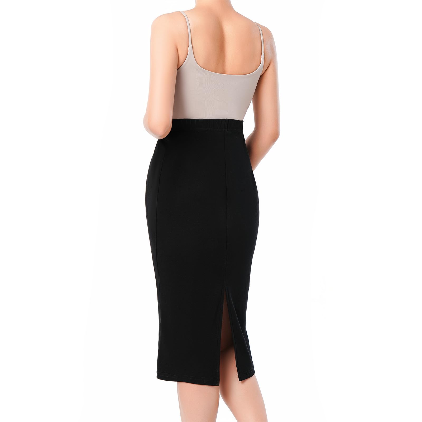 Women's Maternity Pencil Skirt - Over The Belly Stretchy Midi Skirt for Pregnancy, Solid Color Work Outfit (Office, Business Casual, Maternity Photoshoot)