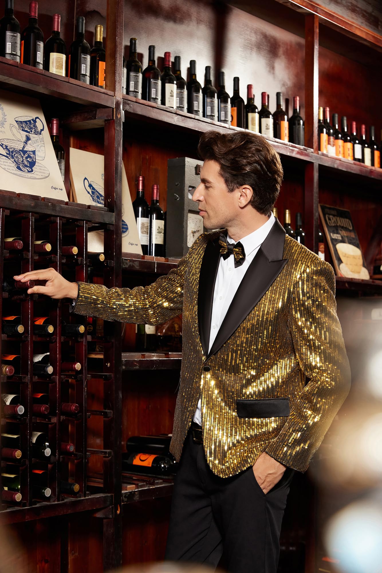 GRACE KARIN Men's Sequin Blazer Suit - Slim Fit One Button Sparkling Tuxedo Jacket for Prom, Wedding & Party | Formal Evening Wear & Special Occasion Outfit