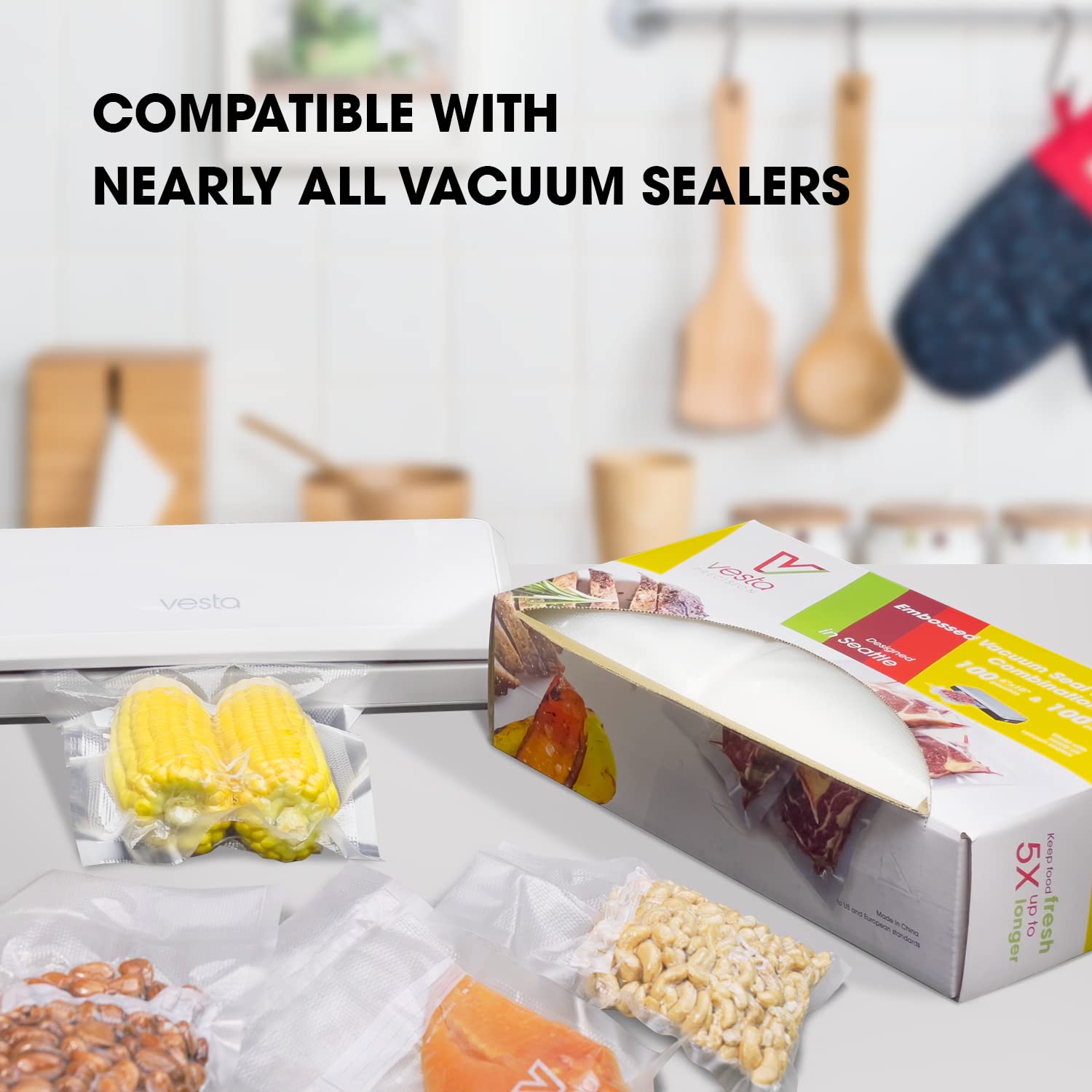 Premium Vacuum Sealer Bags - 100 Pint (6”x10”) & 100 Quart (8”x12”) Food Saver Bags for Sous Vide, Meal Prep & Long-Term Food Storage | Heavy-Duty, Precut, Airtight Seal | Perfect for Freezing, Marinating & Organizing Kitchen