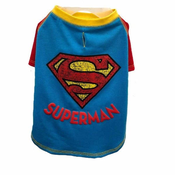 DC Comics Superman Dog T-Shirt - Superhero Costume for Small & Medium Dogs - Fun Pet Apparel for Halloween, Cosplay & Dress Up
