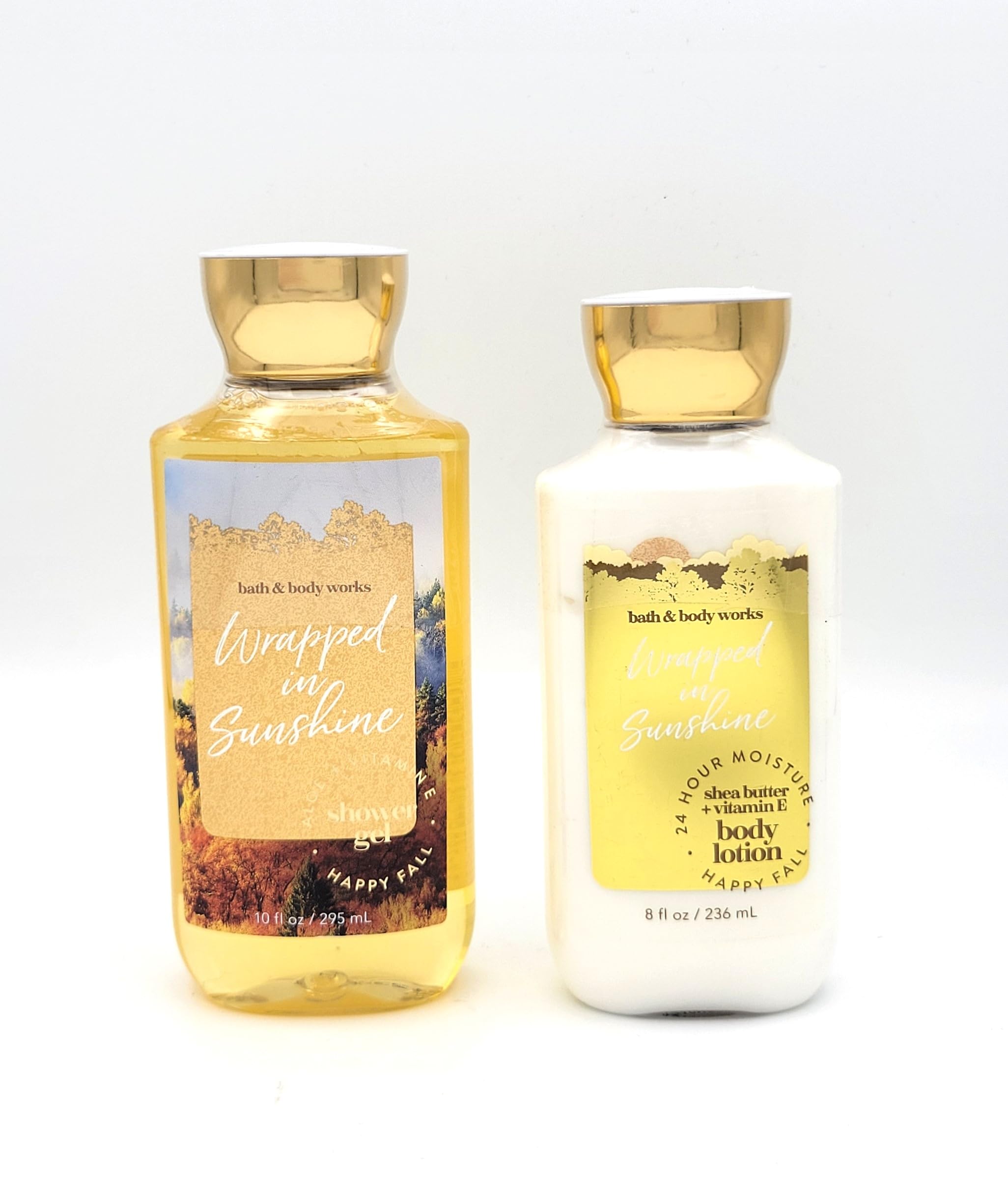 Wrapped in Sunshine Bath & Body Gift Set - 10oz Shower Gel & 8oz Shea Butter Vitamin E Body Lotion | Hydrating Skincare Duo for Dry Skin | Perfect for Spa Day, Self Care & Gifts