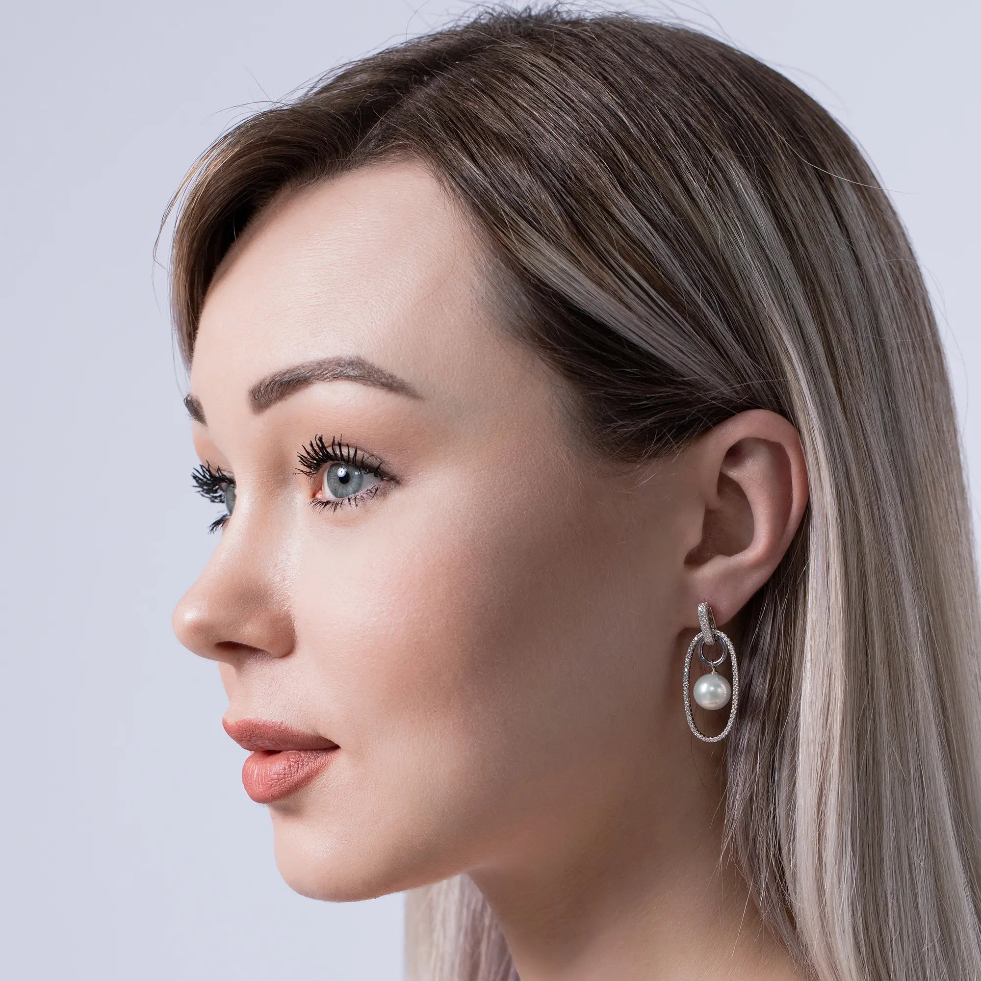 Elegant Ellipse Pearl Earrings for Women - 14K Gold Plated Freshwater Pearl Dangle Earrings - Perfect for Weddings, Parties & Special Occasions