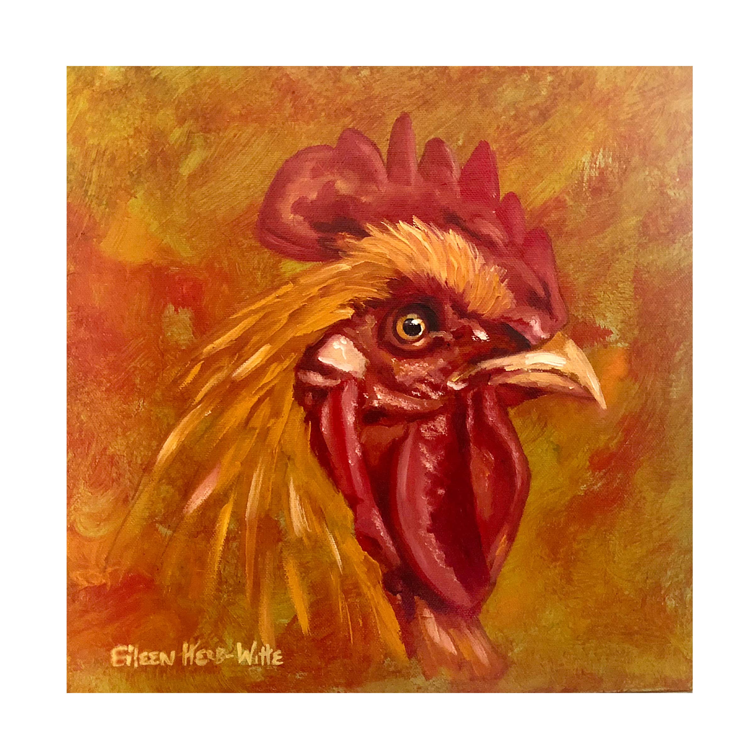 Trademark Fine Art 'Golden Rooster' Canvas Wall Art Print by Eileen Herb-Witte - Vibrant Rooster Painting for Farmhouse Decor, Kitchen Wall Art, Country Home & Office Decoration