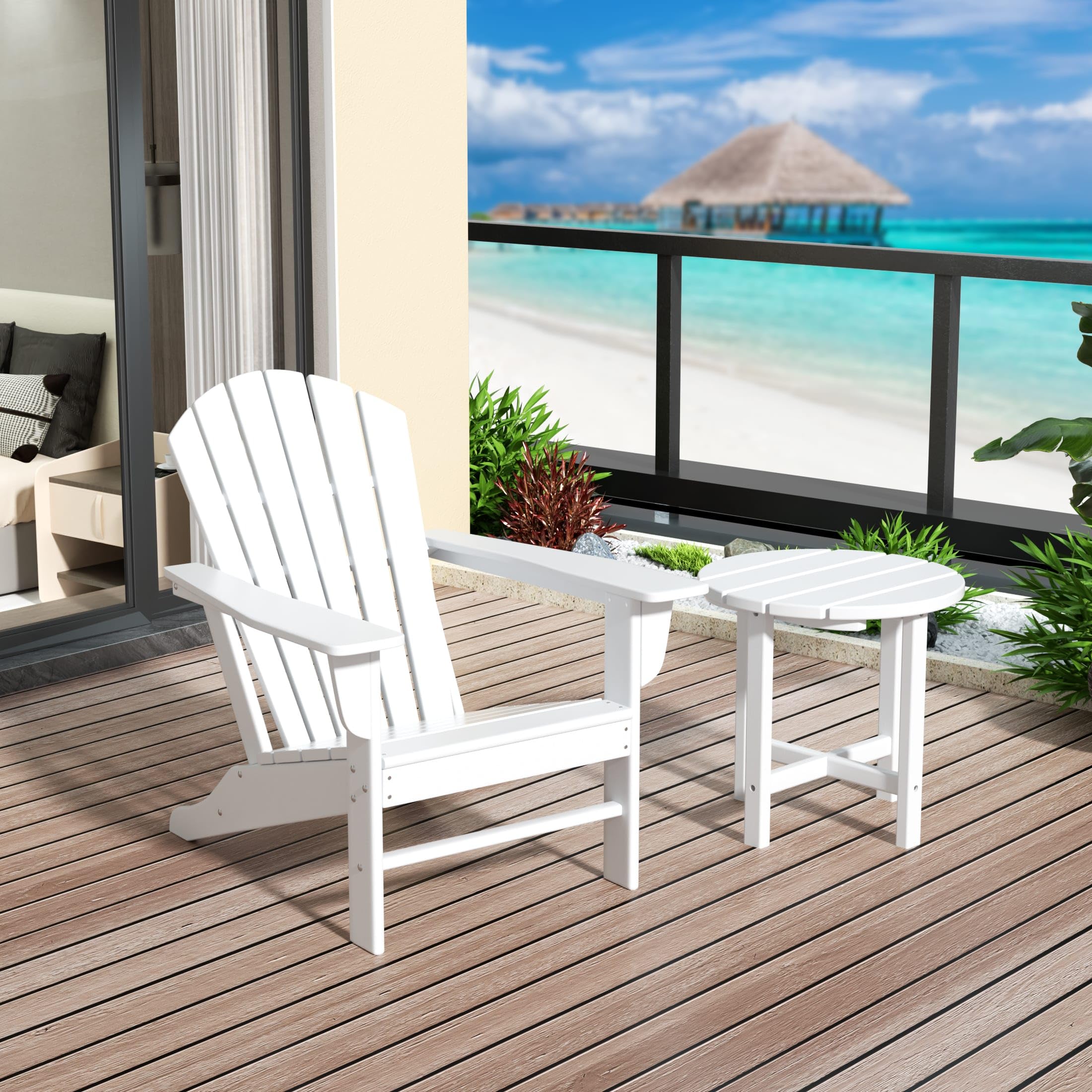**WestinTrends Dylan Outdoor Adirondack Chair with Side Table Set - Durable Patio Furniture for Garden, Deck, Poolside & Backyard Relaxation**