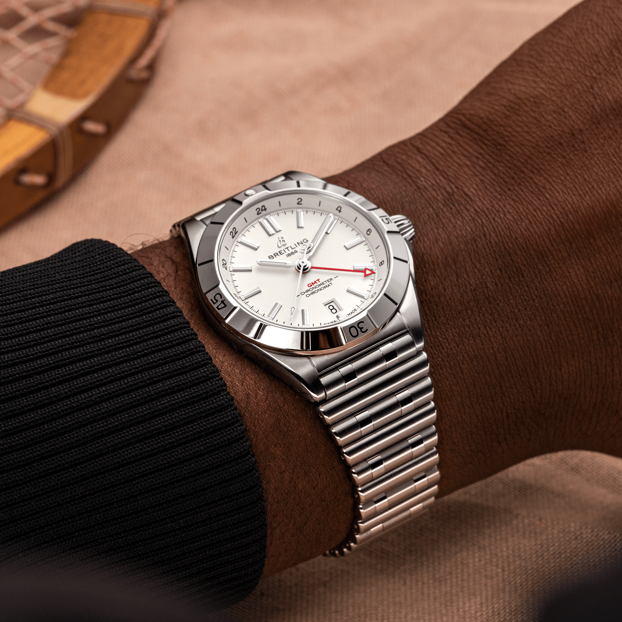 Breitling Chronomat Automatic GMT 40mm Men's Watch - White Dial with Stainless Steel Bracelet - Luxury Timepiece for Business Travel & Formal Occasions