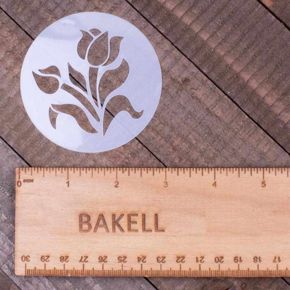 4-Piece Floral Round Flower Stencil Set (3x3 Inch) | Bakell® for Cake Decorating, DIY Crafts, and Scrapbooking