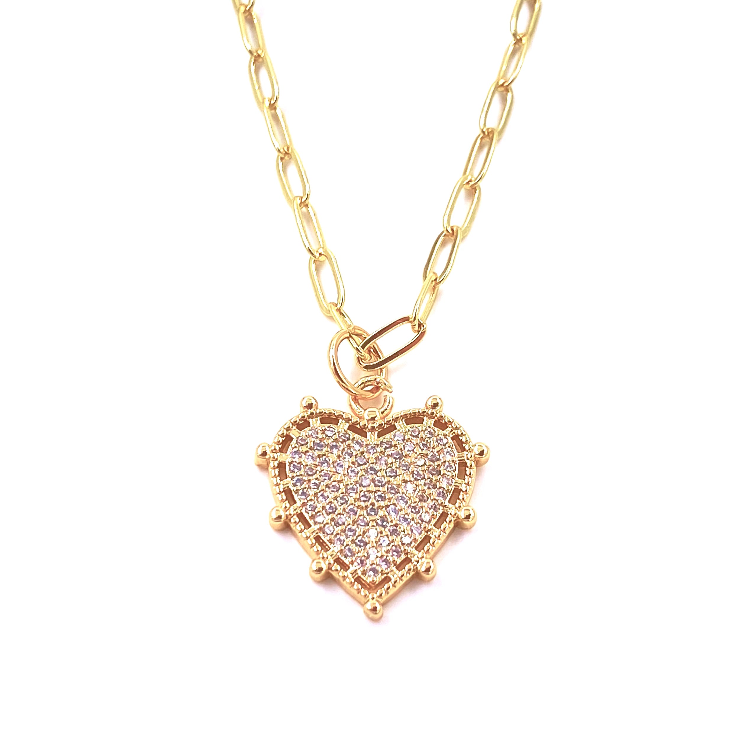 Ashley Gold Stainless Steel Gold Plated Small CZ Heart Charm Necklace for Women - Elegant Cubic Zirconia Pendant Jewelry Gift for Valentine's Day, Anniversary & Special Occasions