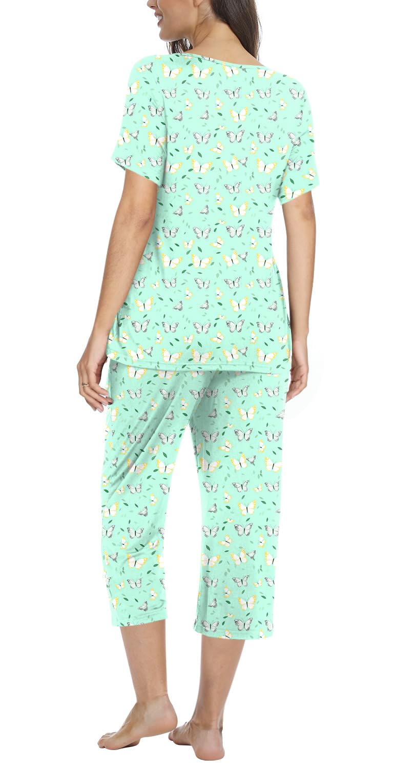 POPYOUNG Women's Summer Pajama Set - 2 Piece Loungewear with Pockets, Soft Sleepwear & Lounge Outfit for Women | Perfect for Sleeping, Relaxing at Home, and Vacation Comfort