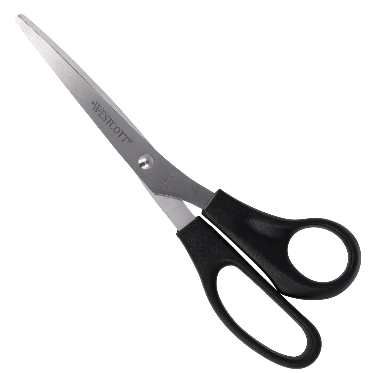 Westcott 8-Inch (20.3 cm) Stainless Steel Scissors with Black Plastic Handles - Ultra Sharp Blades for Office, Home, Crafts & School Use | Perfect for Cutting Paper, Fabric, Cardboard & DIY Projects | Model E-31181 00