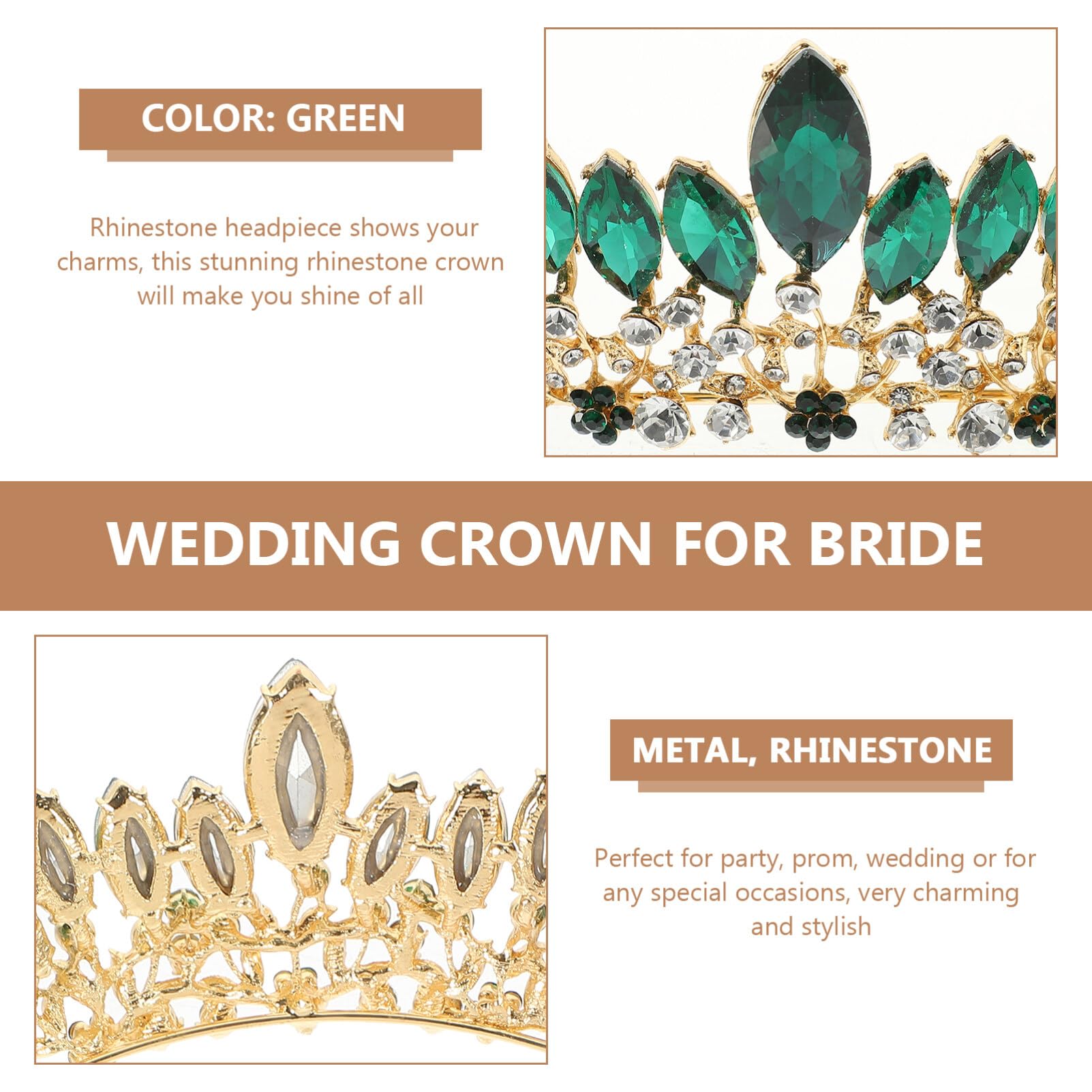 Amosfun Vintage Rhinestone Crown Headband - Elegant Bridal Hair Jewelry for Weddings, Birthdays & Cosplay | Perfect for Brides, Parties & Special Occasions