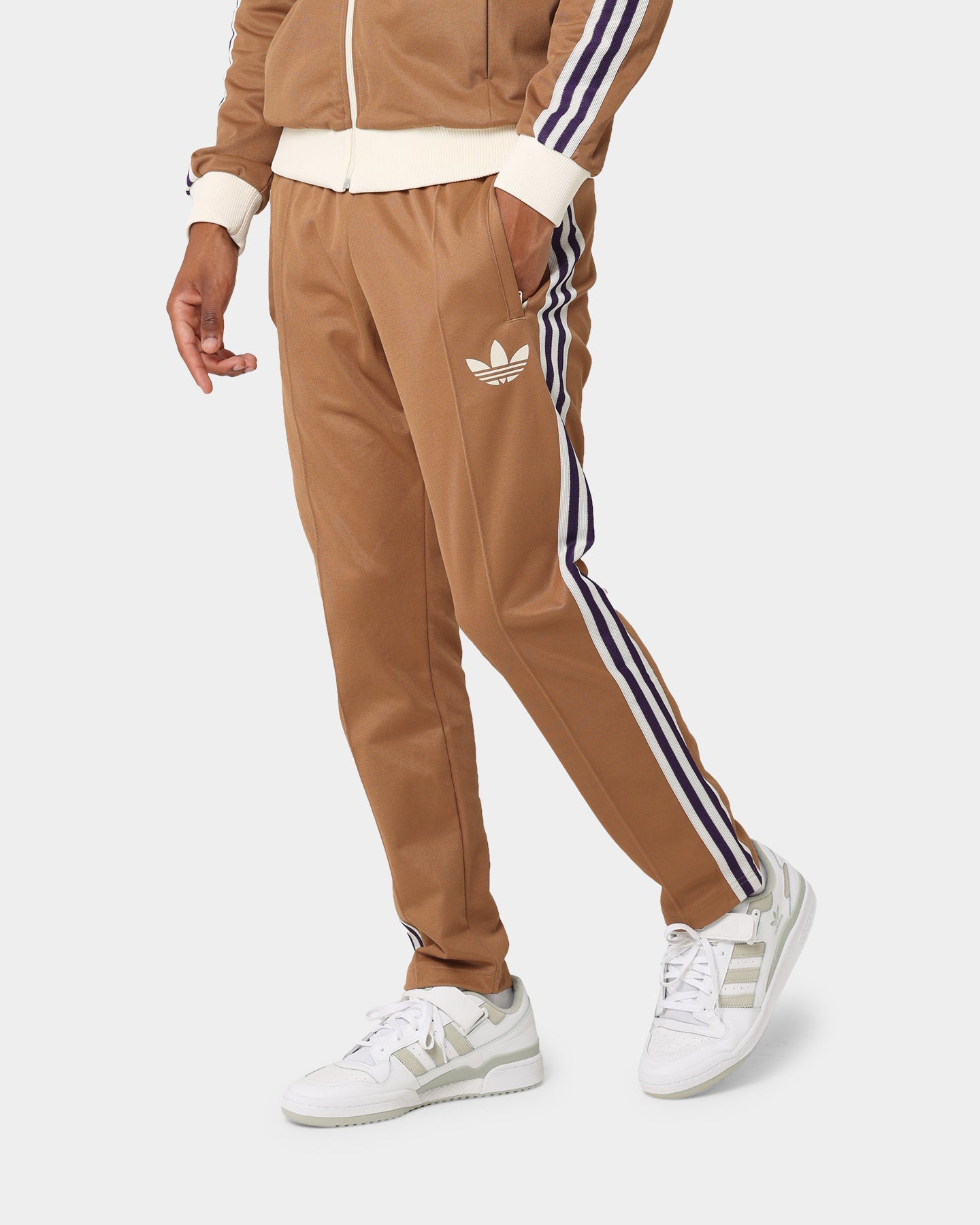 Adidas Adicolor Striped Track Pants for Men - Brown Desert Color Casual Joggers with Elastic Waistband | Perfect for Gym, Running & Streetwear Fashion
