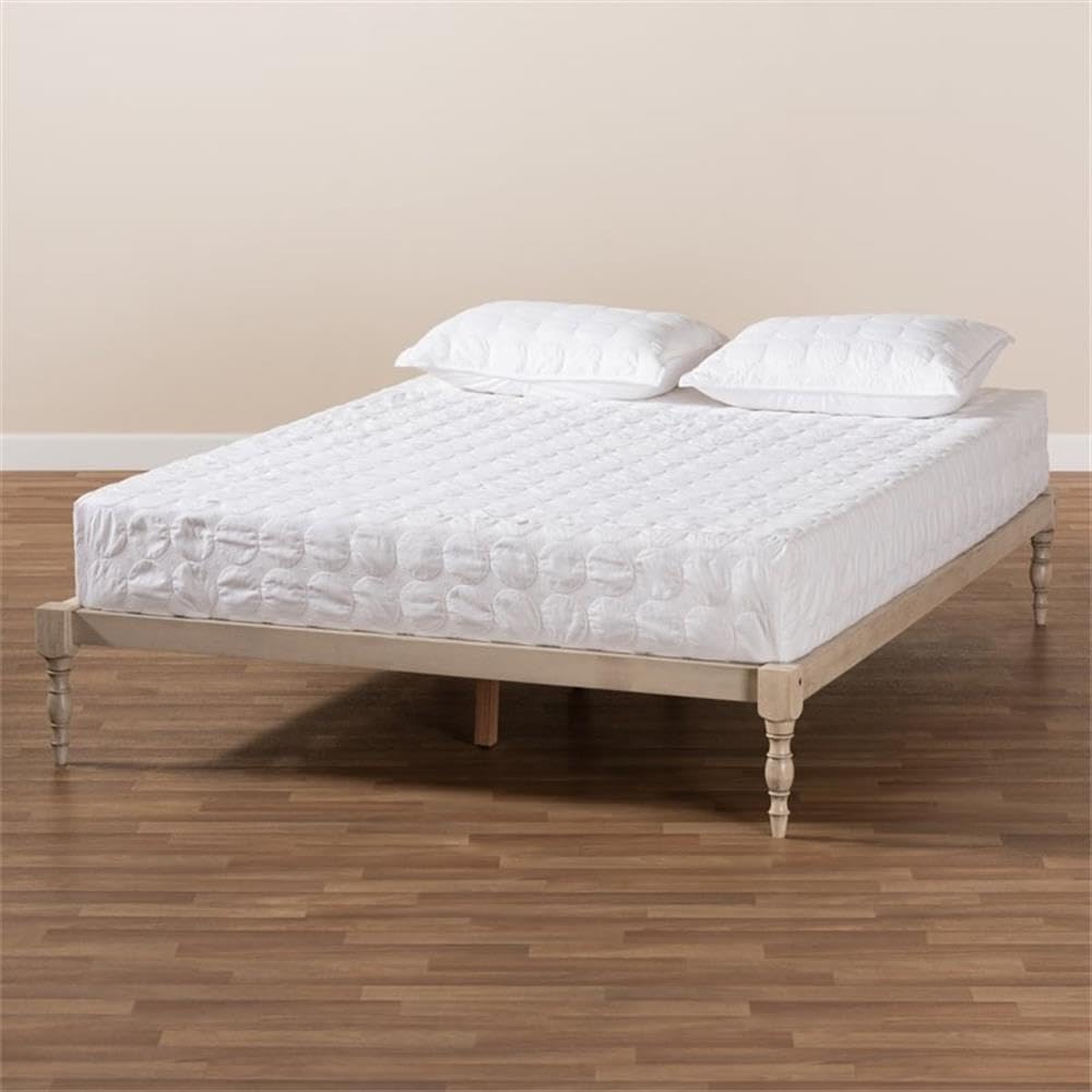 BOWERY HILL Queen Size White Finished Wood Platform Bed Frame - Sturdy Modern Bedroom Furniture for Home Decor, Perfect for Master Bedroom, Guest Room & Apartment