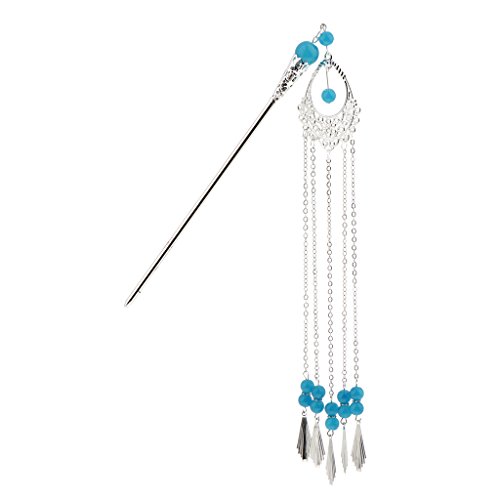 MonkeyJack Handmade Metal Tassel Hair Stick - Elegant Hair Chopsticks for Women, Hairpin Accessory in Sky Blue | Perfect for Weddings, Parties & Everyday Hairstyles