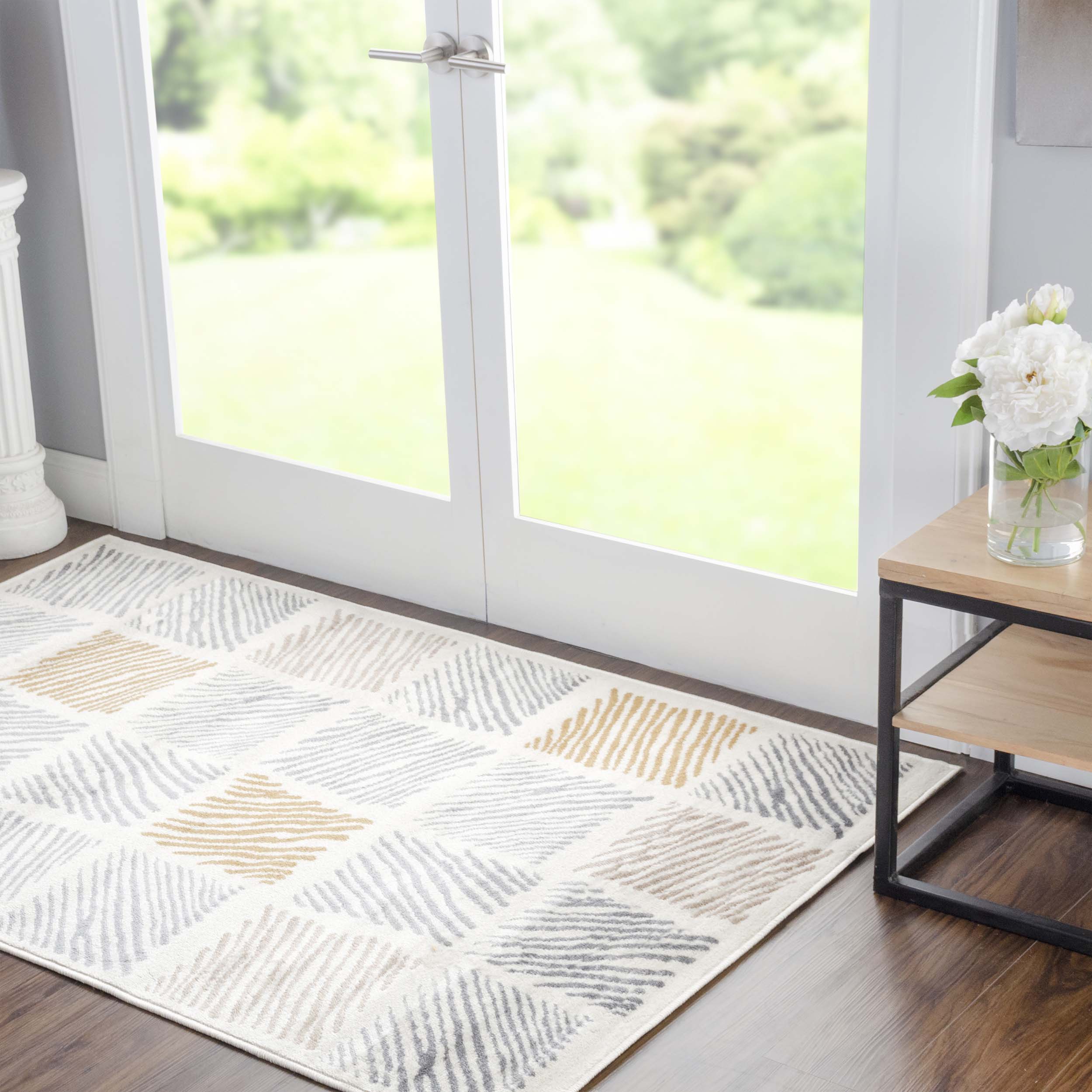 Lysandra Modern Geometric Indoor Area Rug & Runner Rug - Non-Slip, Soft & Durable - Perfect for Living Room, Bedroom, Hallway & Office Decor