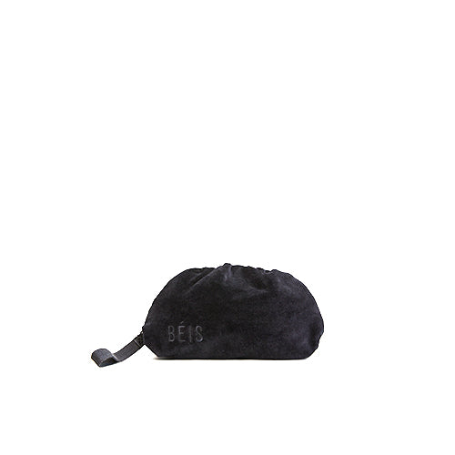 Black Terry Cosmetic Clutch Bag for Women - Soft Travel Makeup Pouch - Perfect for Gym, Beach & Everyday Essentials Storage