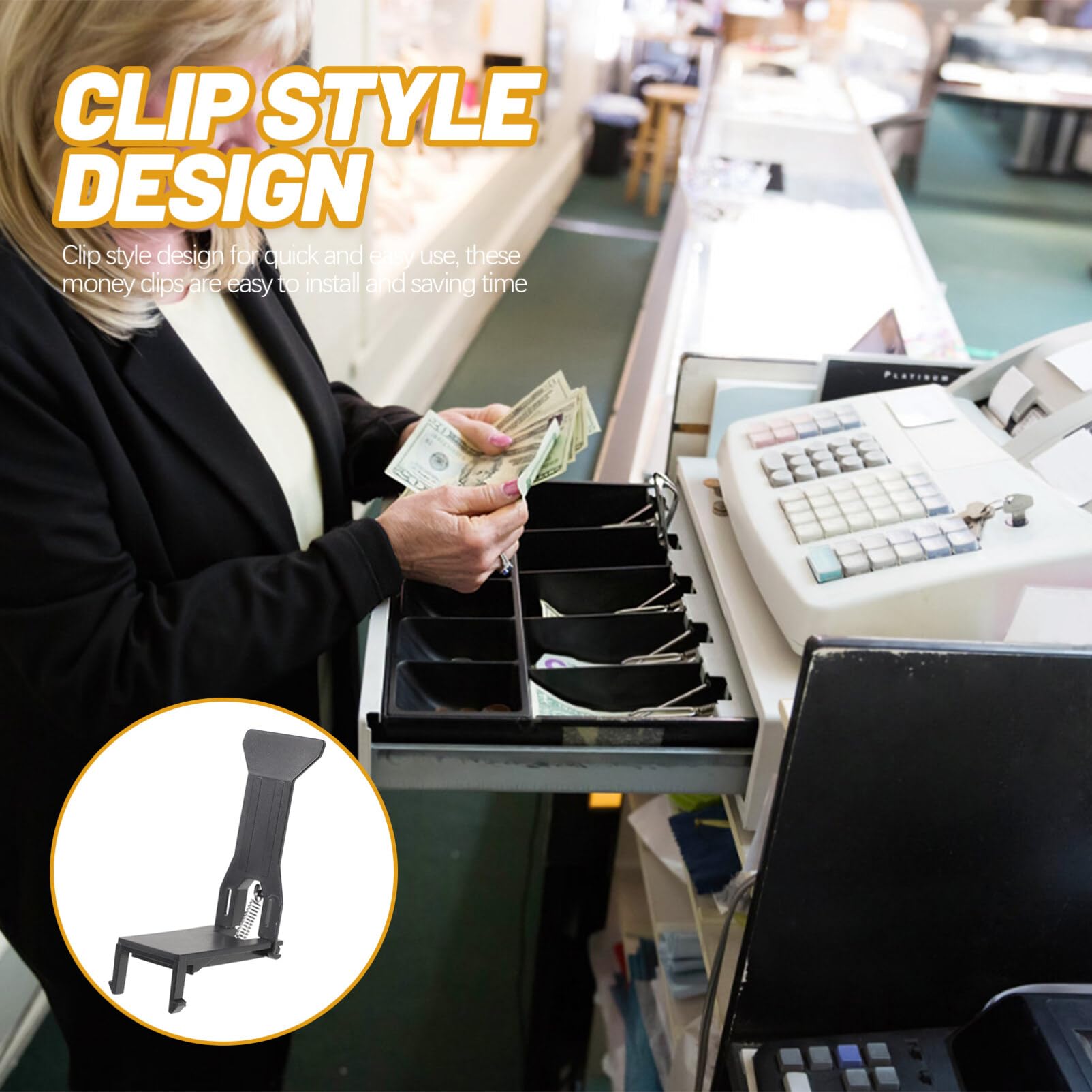 6 Pcs Money Tray Clips - Cash Register Drawer Organizer, Plastic Money Tray Insert Replacement for Retail Stores, Restaurants & Small Businesses - Perfect for Organizing Bills, Coins & Receipts